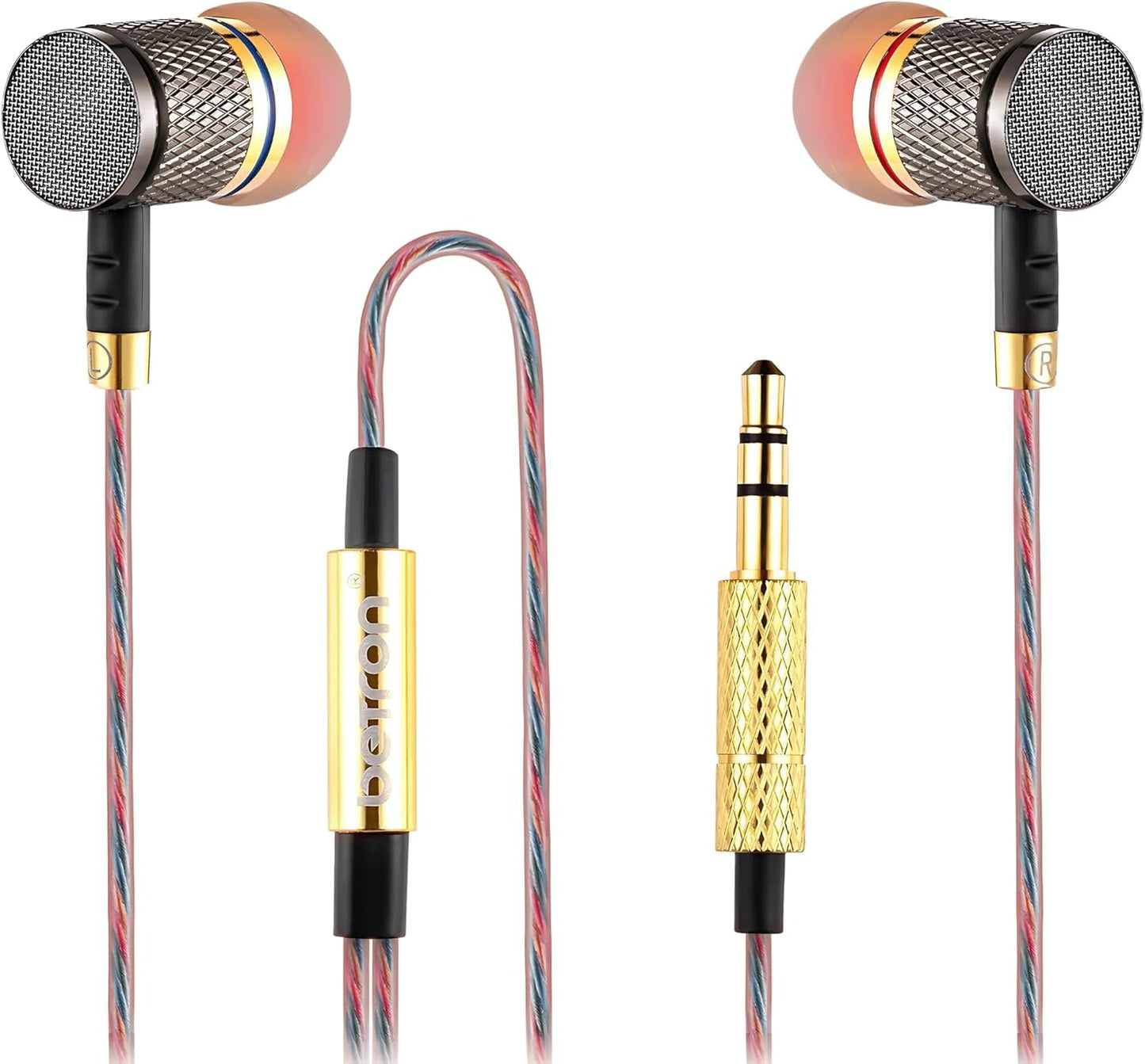 Betron YSM1000 Earphones in Ear Headphones Wired 3.5mm Jack Tangle-Free Cable Case and Noise Isolating Earbuds