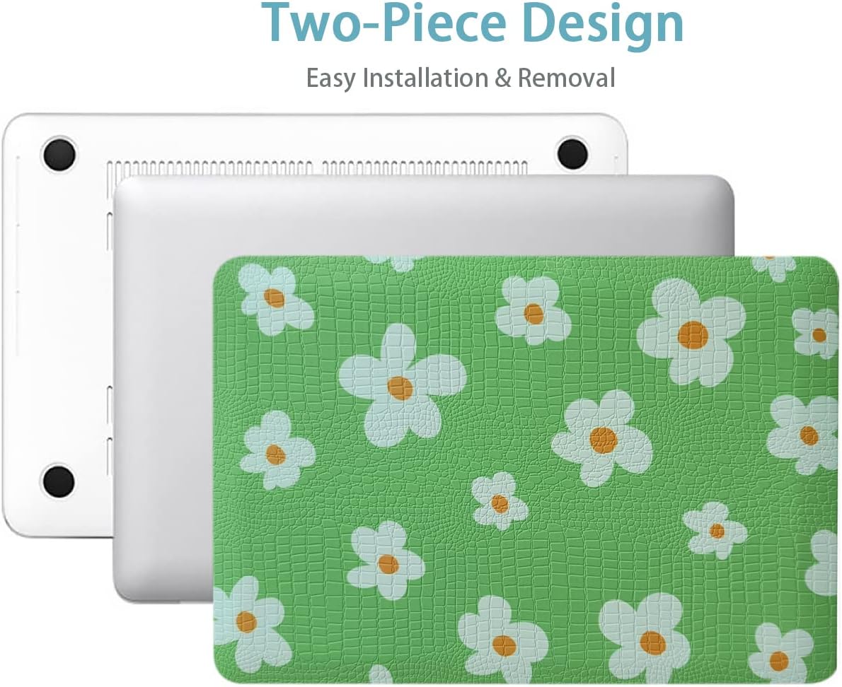 LanBaiLan Compatible for MacBook Pro 13 inch with Touch Bar 2016-2023 Release M1 M2 A2338 A2289 A2251 A2159 A1989 A1706 A1708, Laptop Hard Case & Keyboard Cover, Green Flower