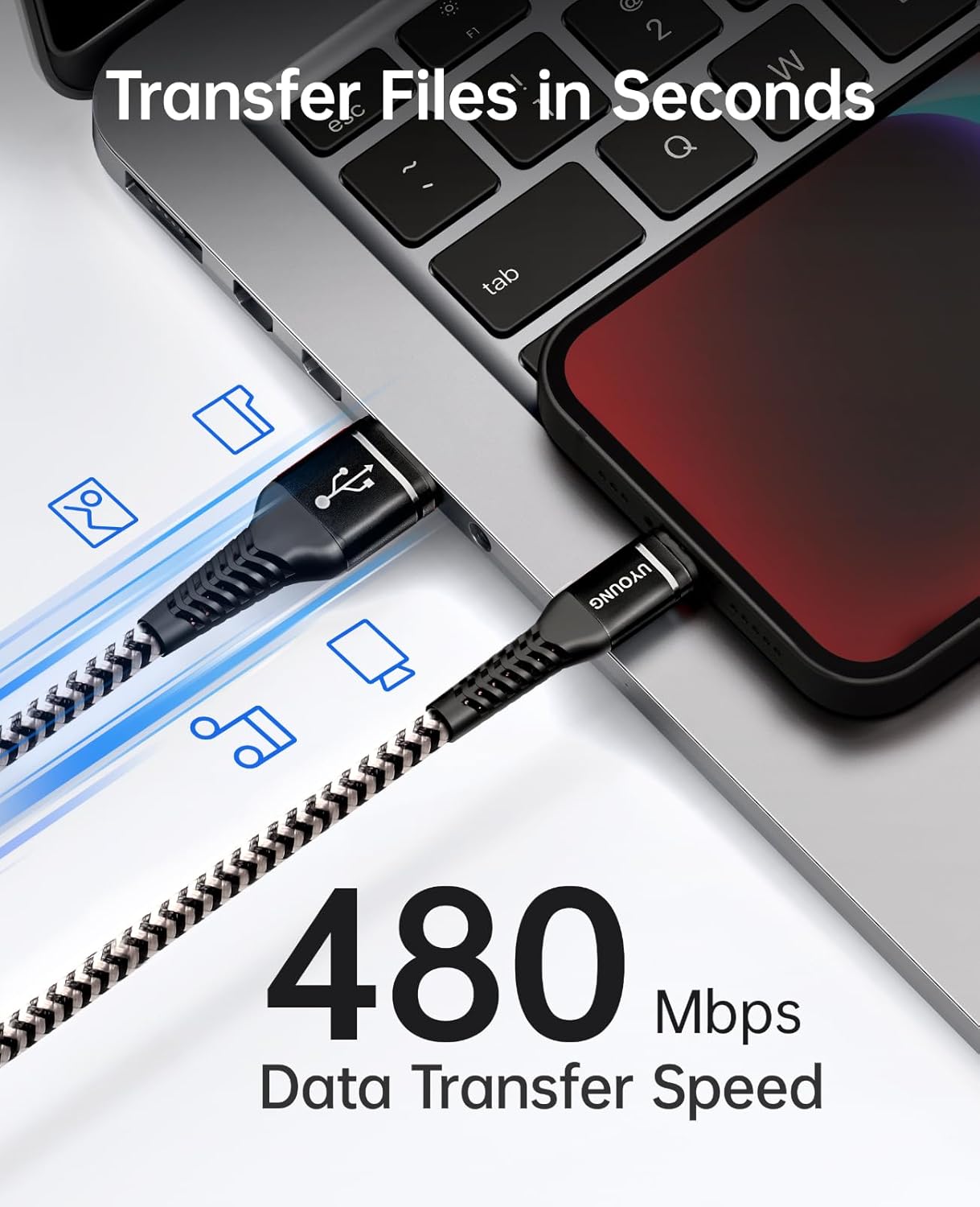 10 FT iPhone Charger Cable 3Pack [Apple MFi Certified] Long Durable Nylon Braided USB Lightning Fast Charging Cord Compatible with iPhone 14/13/12/11/X/XS/XR/SE/8/7/6/5/iPad Pro/Mini/Air(Black)