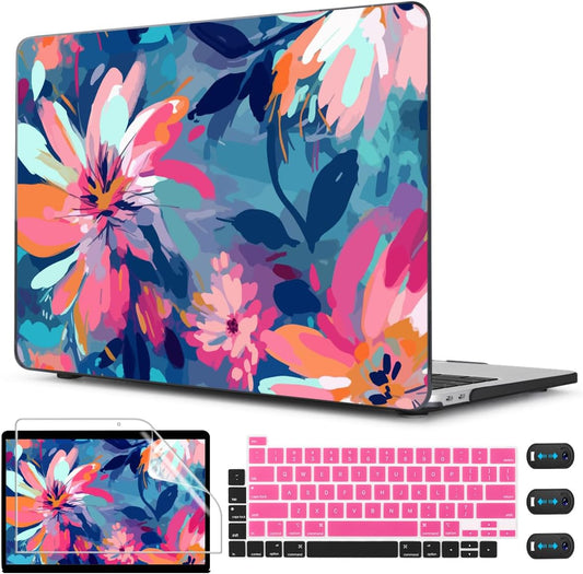 CISSOOK Compatible with MacBook Pro 13 inch Case 2025-2016 Release M2 M1 Chip A2338 A2251 A2289 with Touch Bar, Plastic Hard Shell Case &Keyboard Cover& Screen Protector, Muti-Color Painting