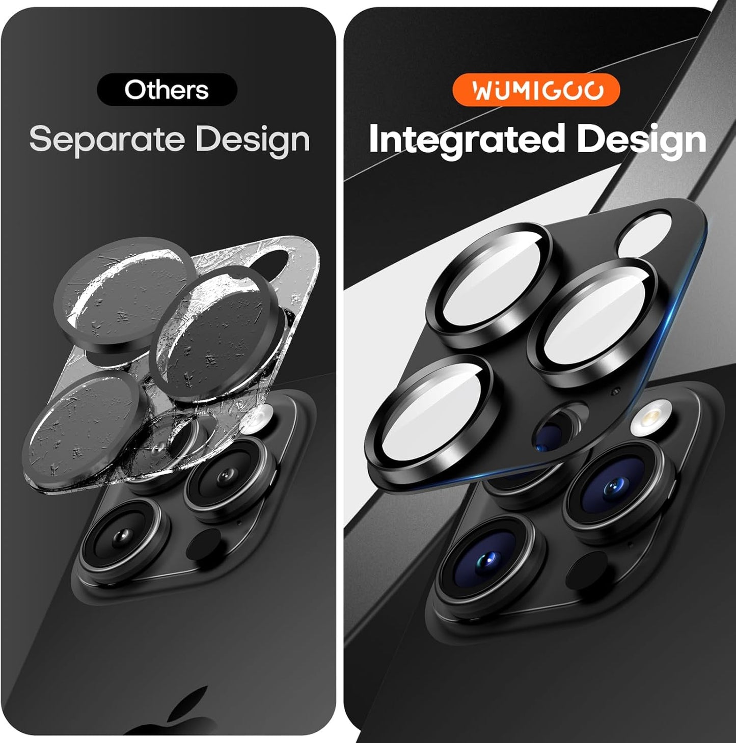 Camera Lens Protector for iPhone 16 Pro Max/16 Pro/iPhone 15 Pro Max/15 Pro/iPhone 14 Pro Max/14 Pro, Aluminum Alloy Sapphire Glass Camera Screen Cover, Case Friendly- Black Titanium