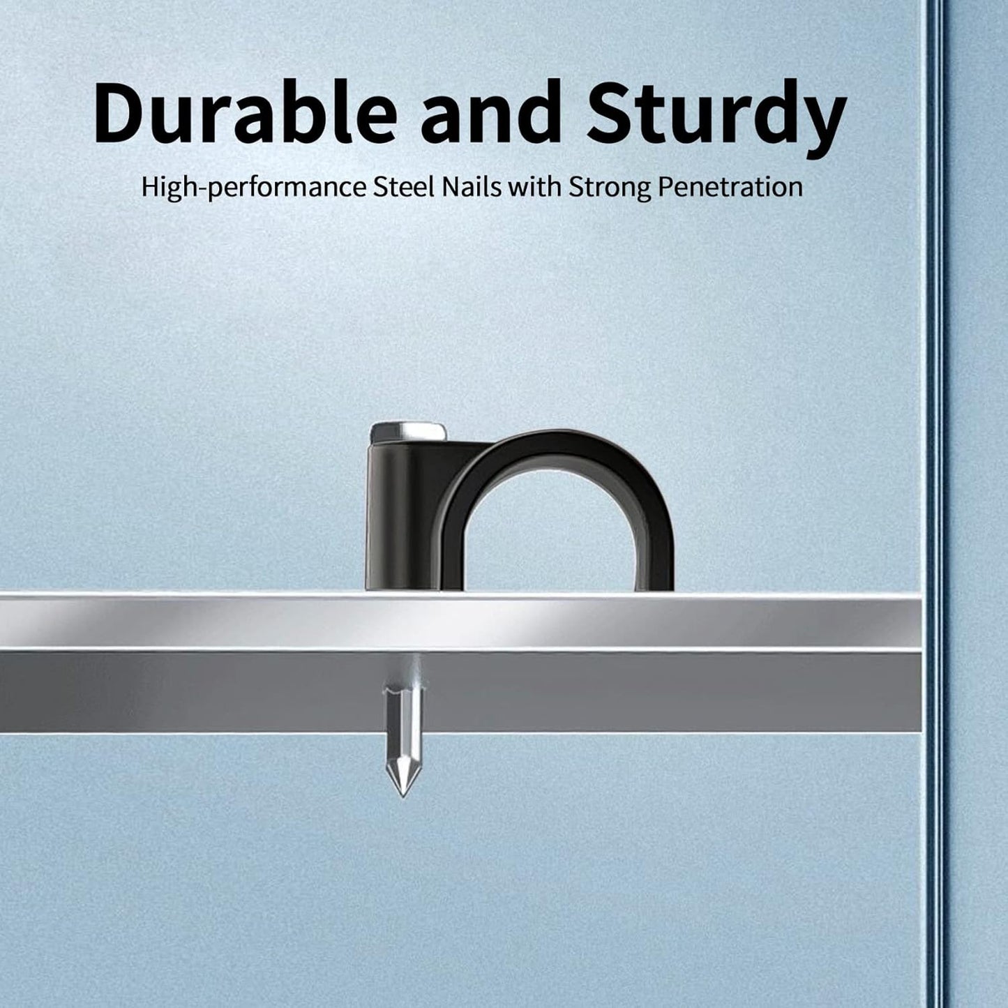 Cable Clips, 400 Pcs, 4mm 6mm 8mm 10mm, Wire Wall Clips with Steel Nails, Cable Management Organizer Clips, Cable Tacks Coax Holder Clips, RG6 RG59 CAT6 RJ45 Cable Cord Clips, Black