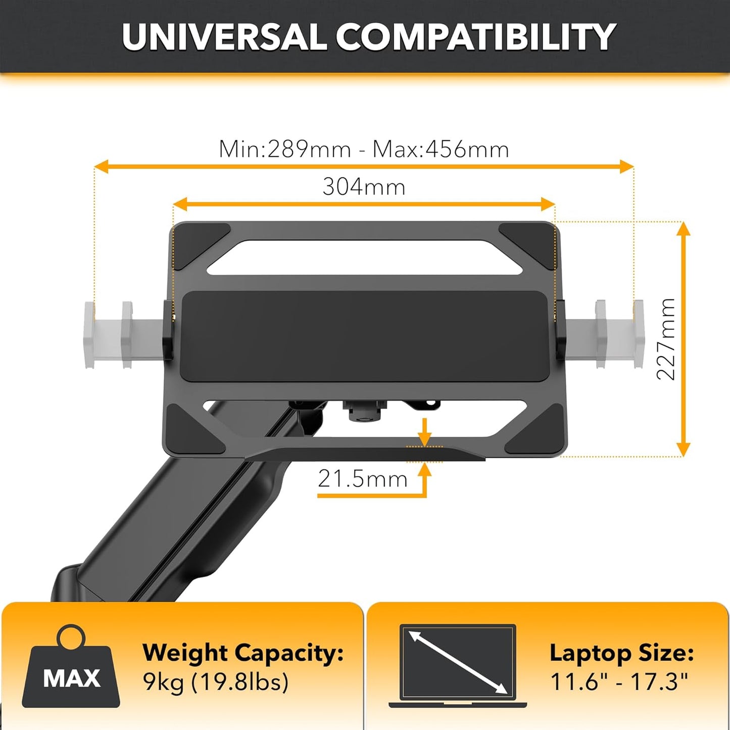 CondoMounts Laptop Wall Mount | Spring-Assisted Arm for 17"–32" Screens, Free-Tilting VESA Laptop Holder, Space-Saving Design, Heavy-Duty Build, Matte Black Finish, Easy DIY Installation