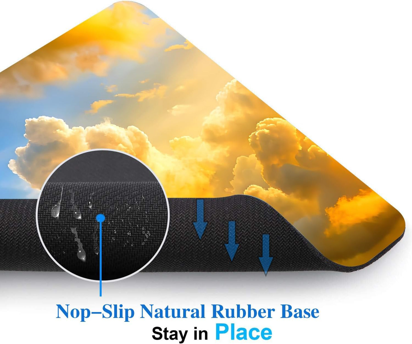 Aesthetic Gold Clouds Mouse Pads for Desk, Portable Wireless Computer Mouse pad Small Design with Women, Non-Slip Rubber Base Laptop Mousepad 9.5" x 7.9" Smooth Surface for Office & Travel