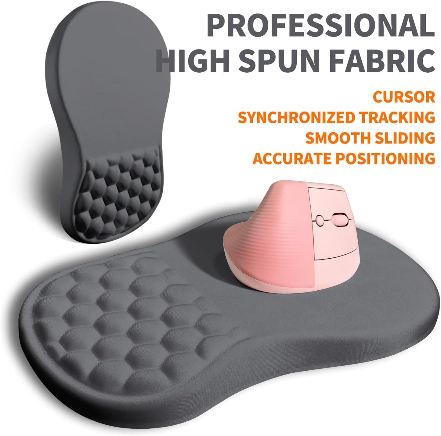 Ergonomic Joint Wrist Support Mouse Pad with Memory Foam Cushion Massage Bump, Carpal Tunnel Pain Relief Mousepad Slope Design for Wrist Rest, 11.8x7.9 in, DimGray