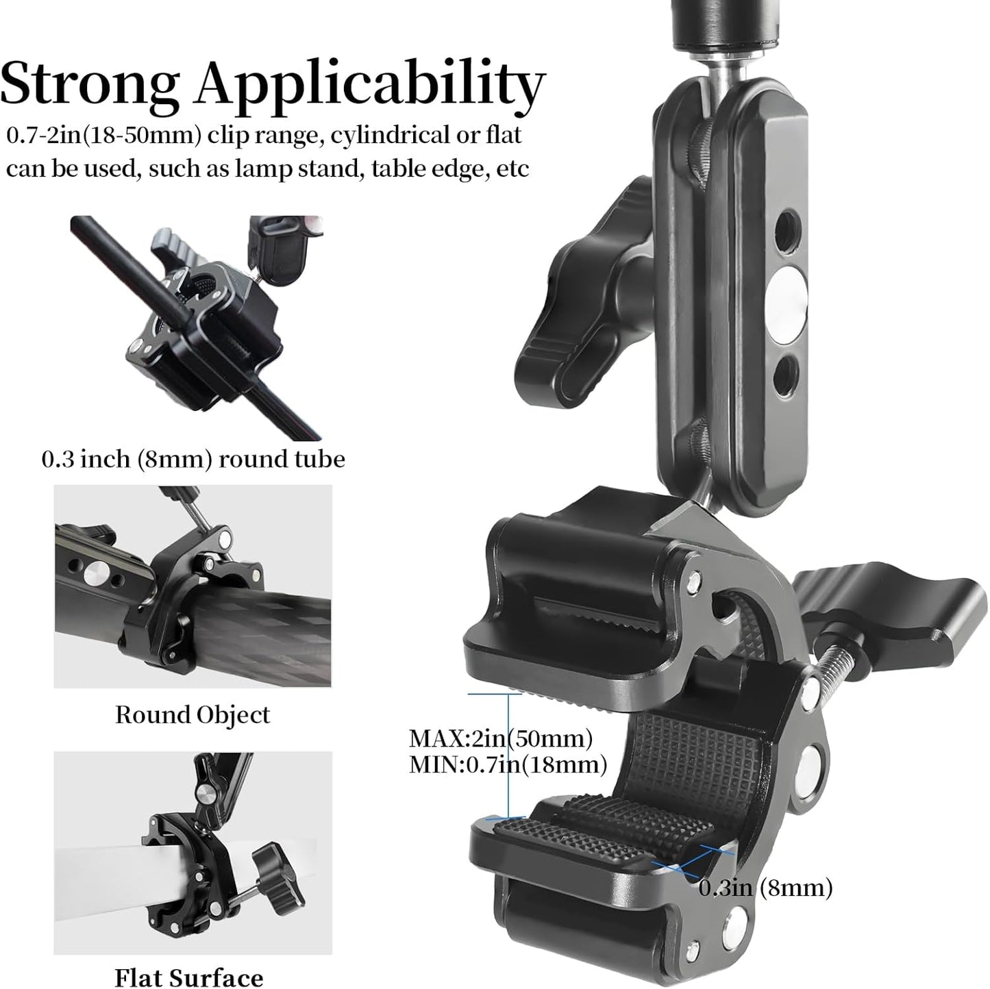 FIFIELD 22" Magic Arm with Super Clamp Overhead Camera Mount for Camera, 1/4” Threads Adjustable Desktop Stand Holder Compatible with Phone Microphone Webcam Action Camera Video Light