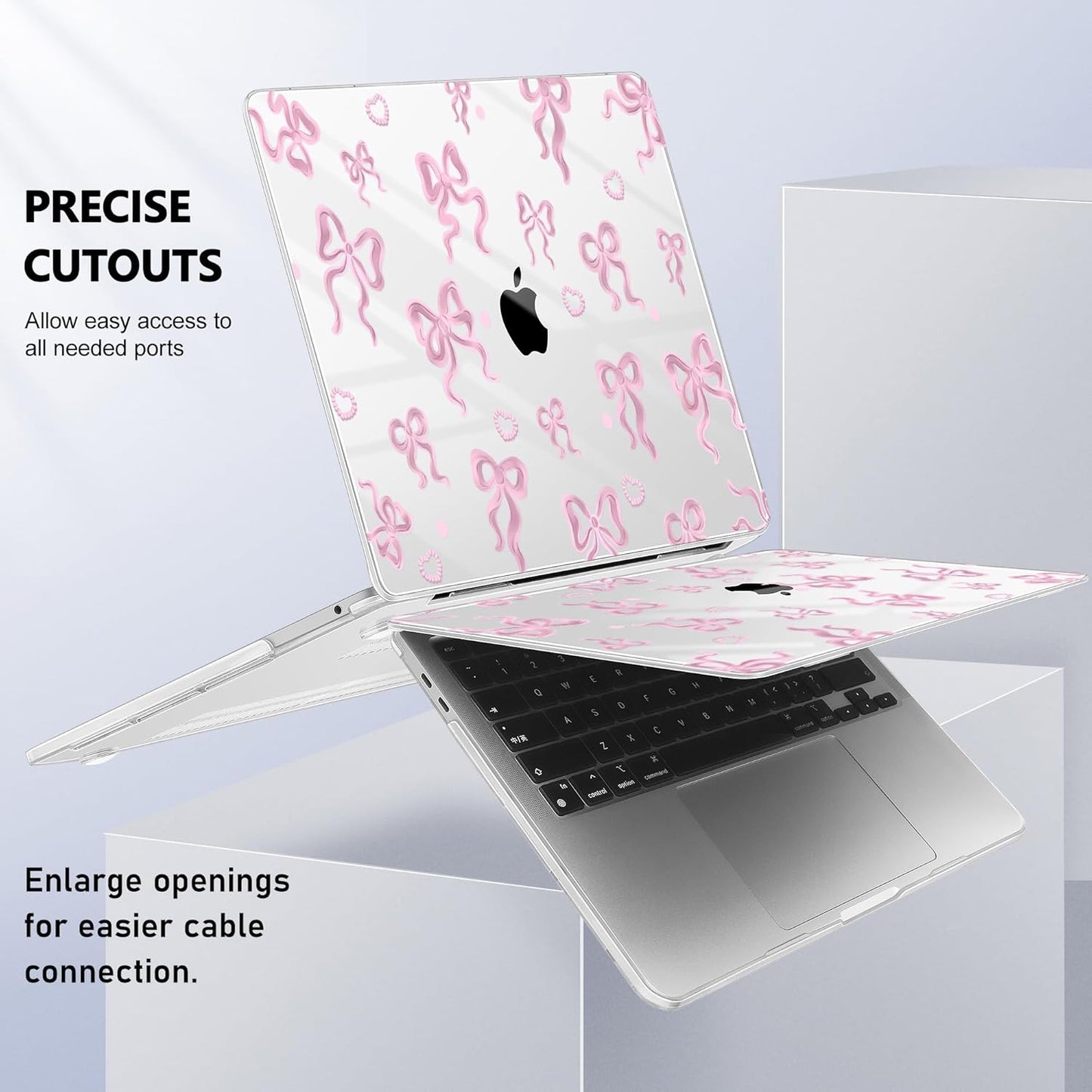 May Chen for MacBook Pro 13 inch Case 2022 2021 2020 Release A2338 M2 M1 A2289 A2251, Plastic Crystal Hard Shell Case Cover for MacBook Pro 13 inch Touch Bar Fits Touch ID, Heart Bow