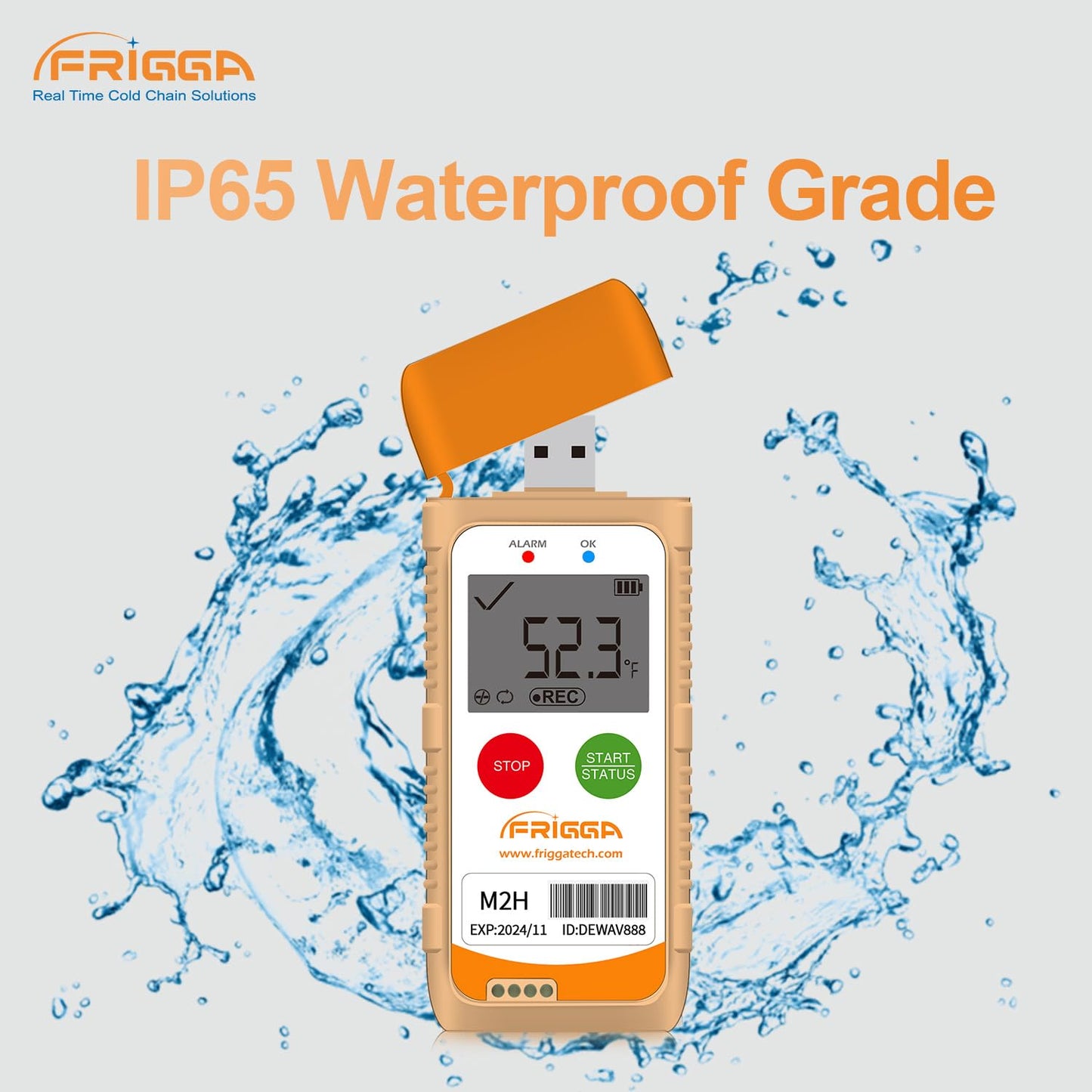 Frigga M2 2 Pack Reusable Temperature Humidity Data Logger USB Digital Refrigerator Thermometer Multi-Use Temperature Recorder High Accuracy 28800 Points PDF CSV Report