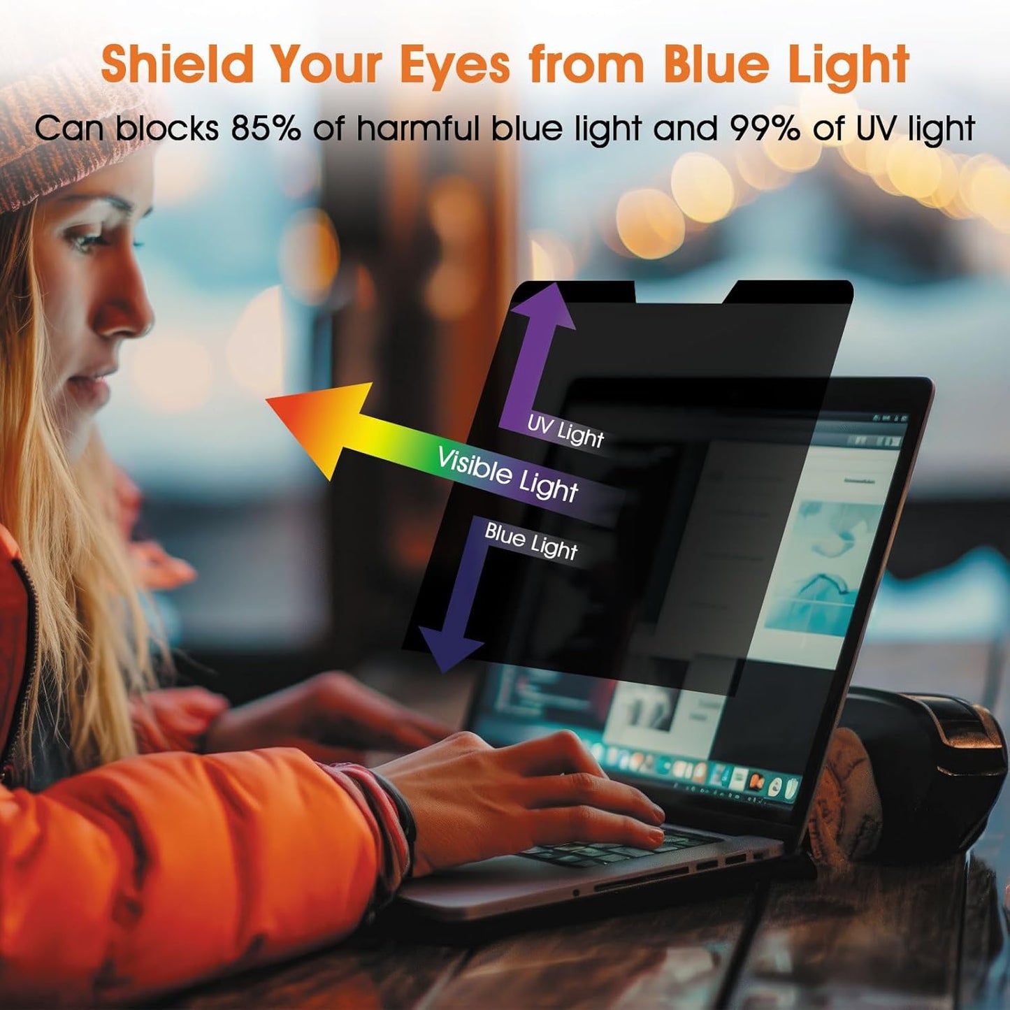 Magnetic Laptop Privacy Screen 13.3 Inch 16:9(Not for 1920x1200 Resolution)- Removable Anti-Glare Blue Light Filter, Computer Privacy Screen Shield for 13.3'' 1920x1080P Laptop Monitor