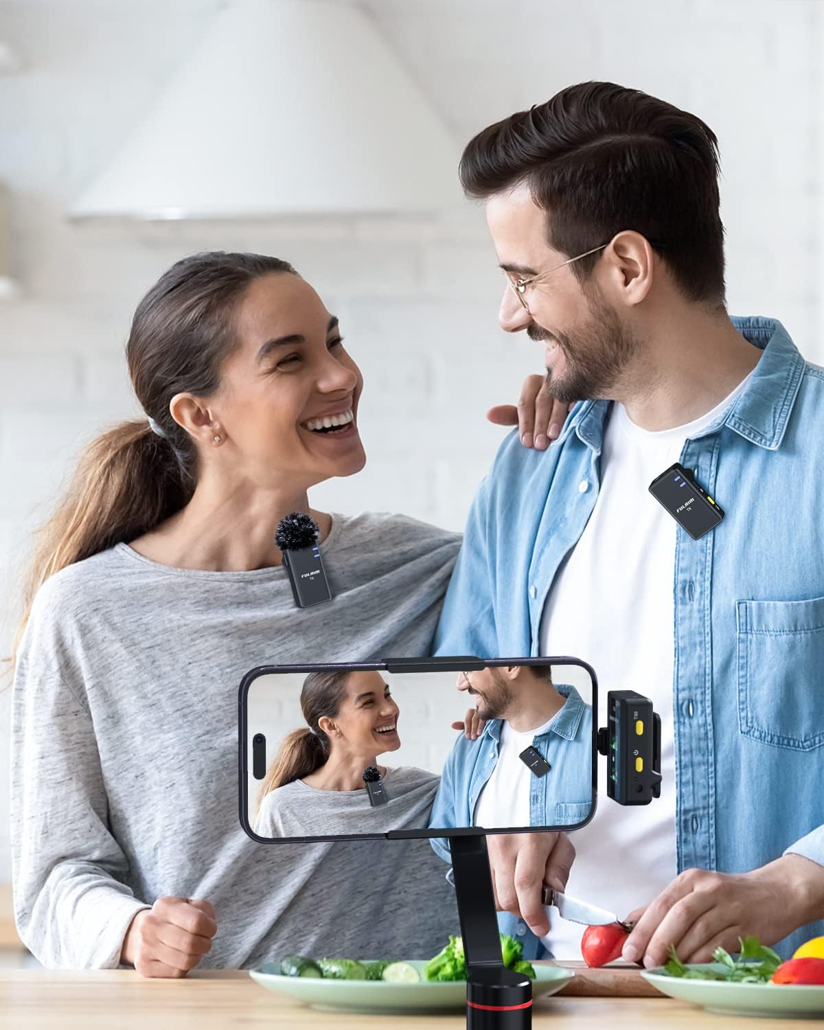 FULAIM X5M Wireless Lavalier Microphone System, Lavalier Lapel Mic with 18H Battery Life Charging Case for DSLR Cameras/iPhone/Android/Live Streaming