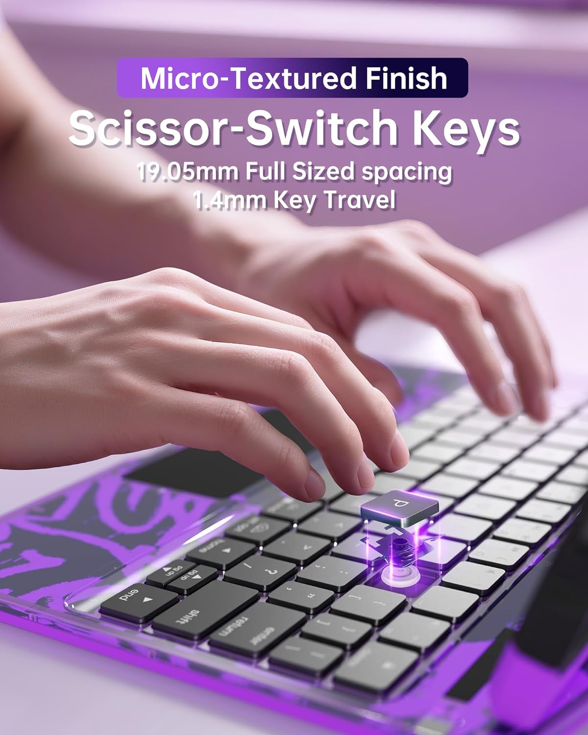 Intermerge Clear Keyboard Case for iPad Pro 11" (M4) 2024 Only, 360° Swivel Multi-Touch Trackpad, 7-Color RGB Backlit, Pencil Holder, Type-C, Power Indicator, Neon Pulse