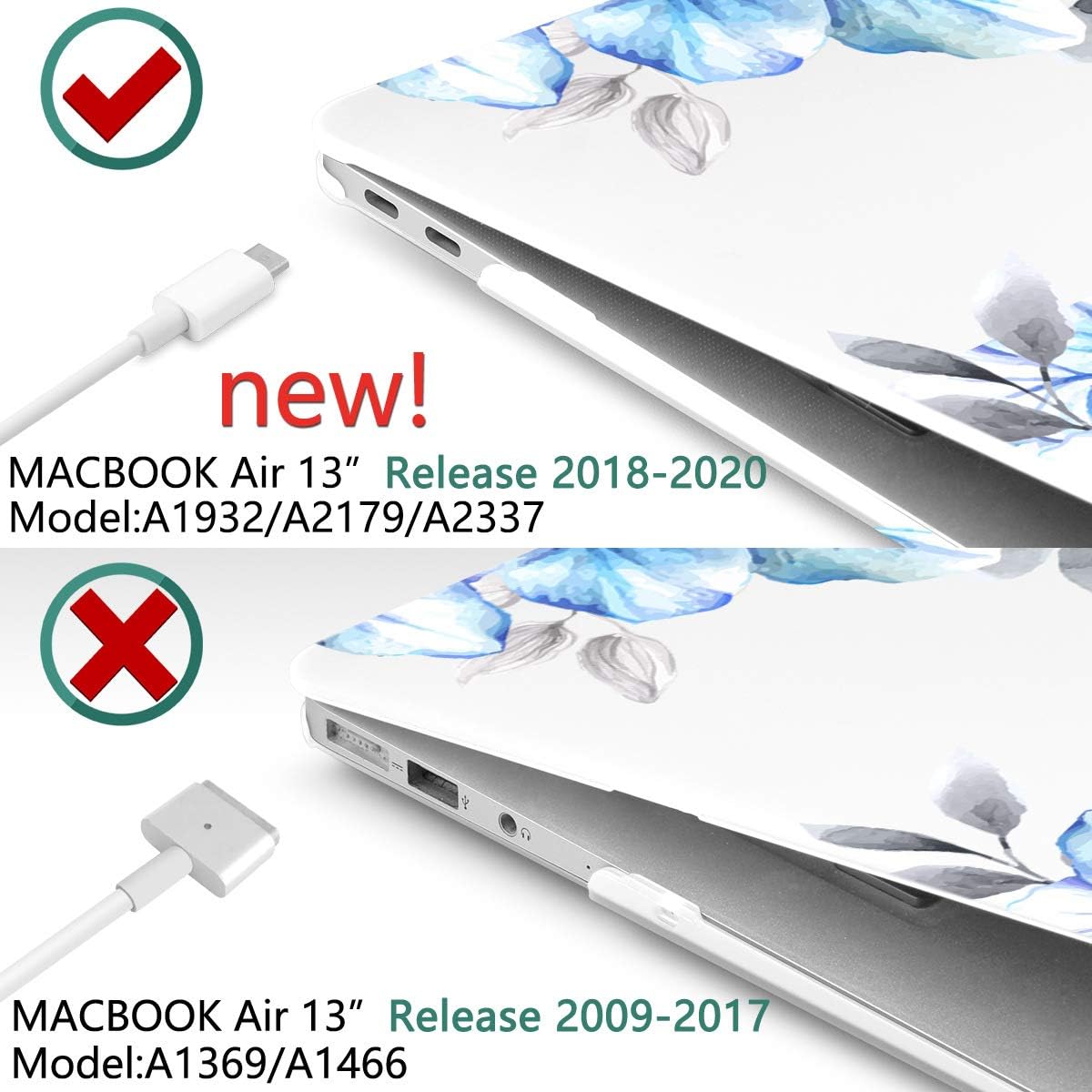 Batianda Case for MacBook Air 13 Inch M1 2020 2019 2018 Release Model A2337 A2179 A1932 with Retina & Touch ID, Floral Series Hard Shell Cover with Keyboard Cover & Screen Protector,Hibiscus Flower