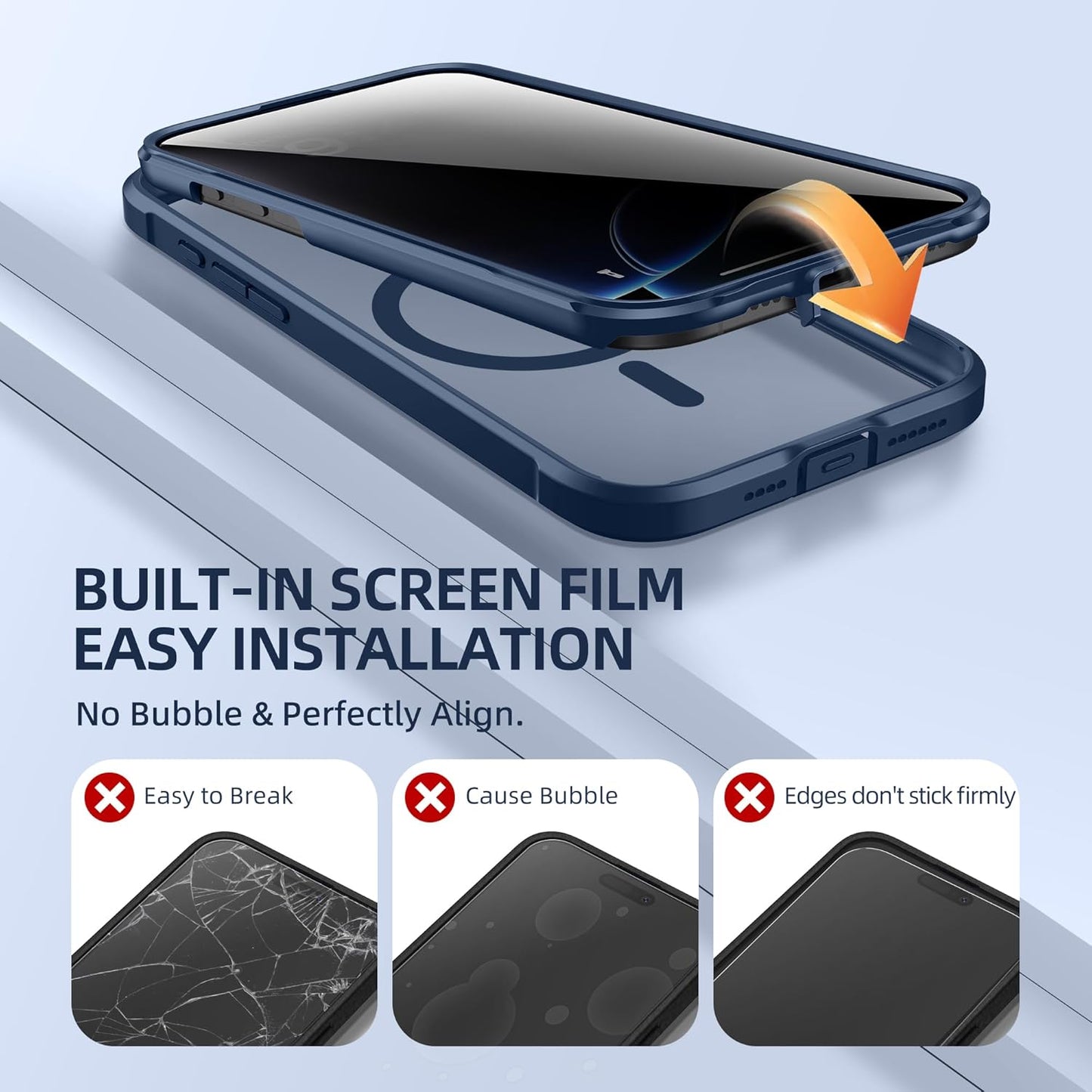 BERFY Magnetic for iPhone 16 Pro Case, Compatible with MagSafe, Built-in Privacy Screen Protector and Upgraded Camera Protection, Anti-Spy Full Body Shockproof Phone Case for 16 Pro 6.3", Blue