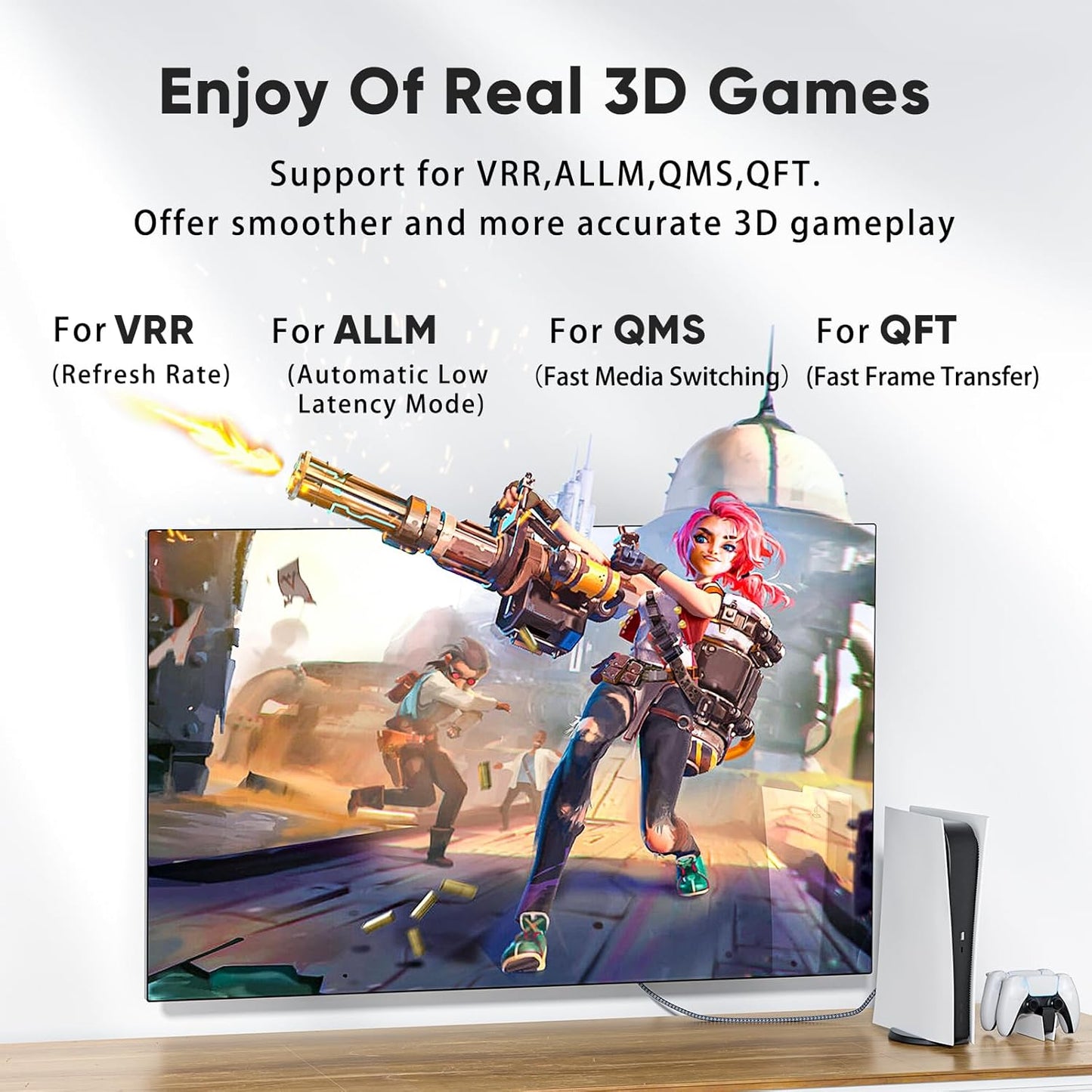 ARISKEEN 8K HDMI Cable 10 FT, 48Gbps High Speed HDMI 2.1 Cable, 8K 60Hz, 4K 120Hz 144Hz Braided HDMI Cord - 10 Feet