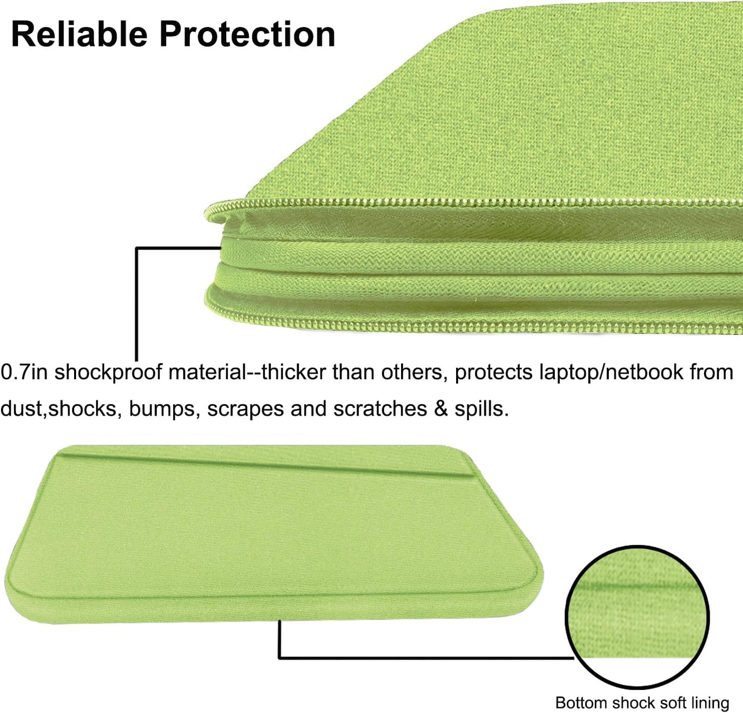 Laptop Case 15.6 inch, Slim Computer Carrying Bag Protective Cover Briefcase with Front Pocket, Durable Laptop Cover for 15-16 Inch HP, Dell, Lenovo, Asus, Notebook, Light Green