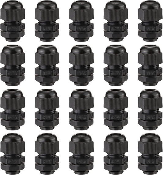 PENGLIN Cable Glands 3/8" NPT Nylon Cable Connector, Strain Relief Cord Connector, IP68 Waterproof Adjustable Locknut(3/8 Inch (20 Pack))