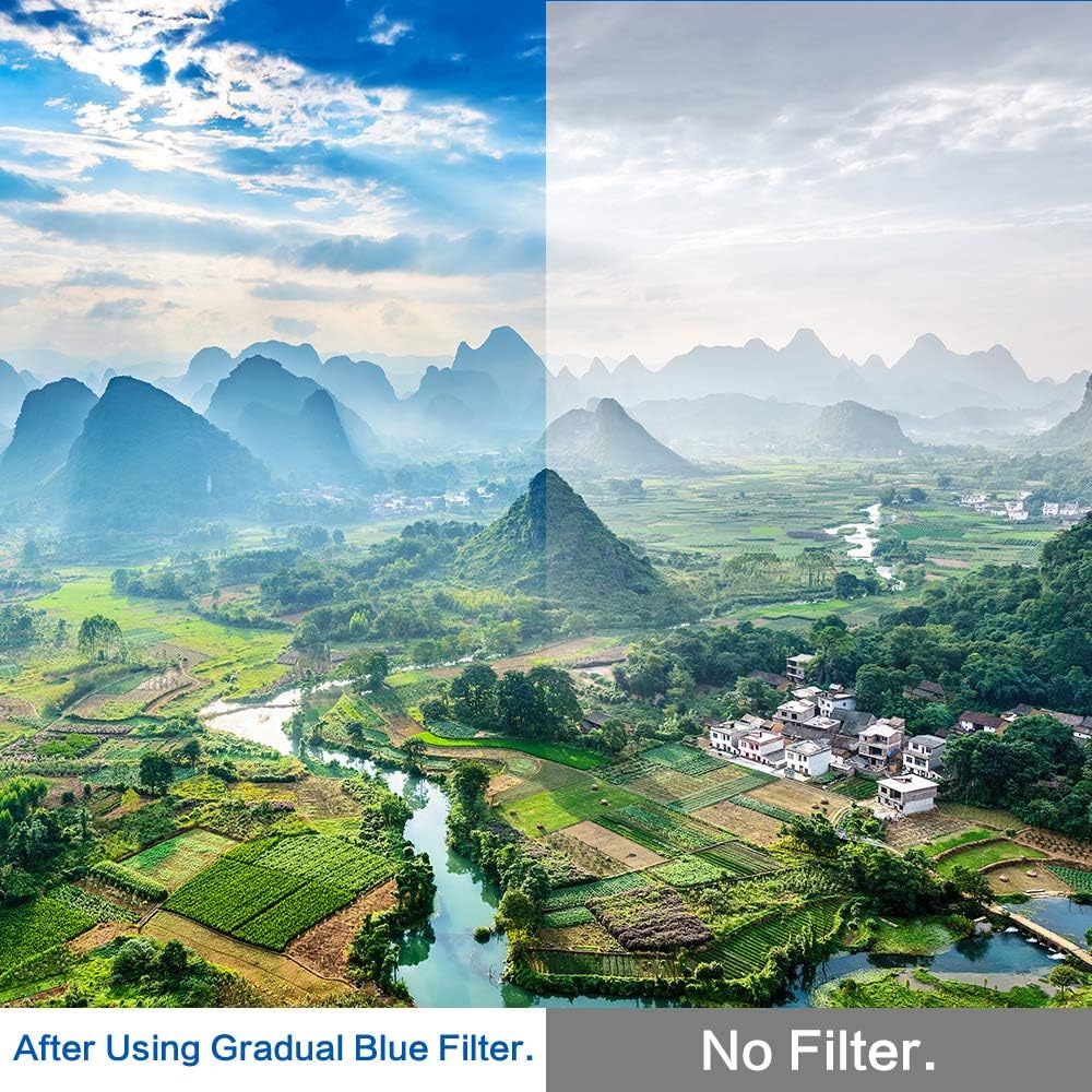 58mm Graduated Color Filters Kit 9 Pieces Gradual Colour Lens Filter Kit Set Accessory for Canon Nikon Sony Pentax Olympus Fuji DSLR Camera + Lens Filter Pouch +Lens Cleaning Cloth