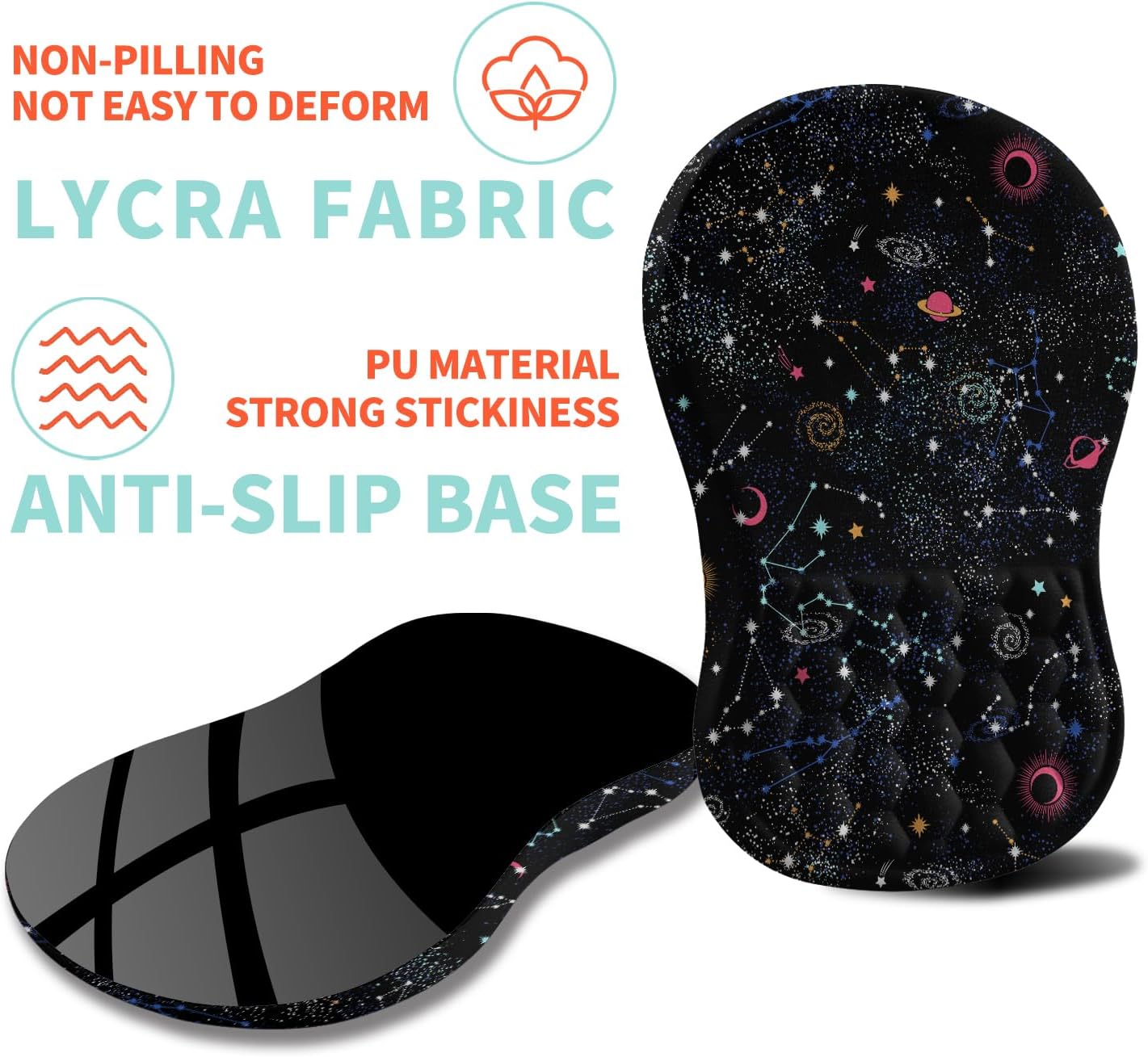 Ergonomic Mouse Pad Wrist Support with Memory Foam Massage Bulge, Carpal Tunnel Pain Relief Mousepad Wrist Rest for Mouse(12x8 inch, Galaxy)