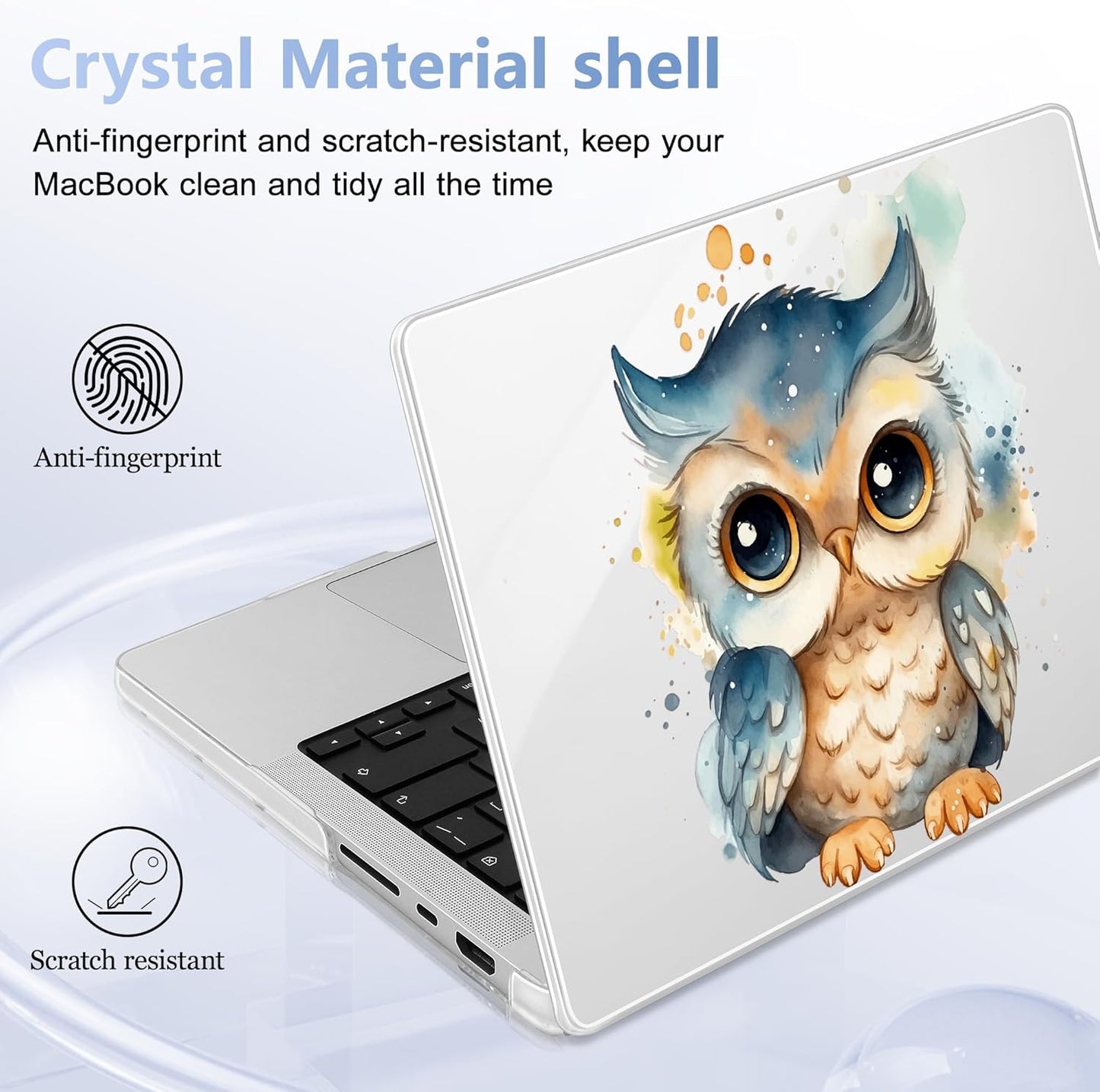 for MacBook Pro 16 inch Case 2021 2022 2023 2024 Release A3186 A3403 M4 A2991 M3 A2780 M2 A2485 M1 Pro/Max, Hard Shell Case with Screen Protector & Keyboard Cover, Cute owl