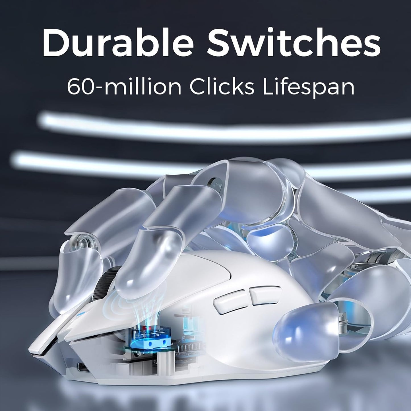 G7 Lightweight Ergonomic Wireless Mouse, PAW3311 12K DPI Sensor, Tri-Mode Connection, Wireless/Wired 1K Polling, 55g Weight, 800mAh Bettery (Black)