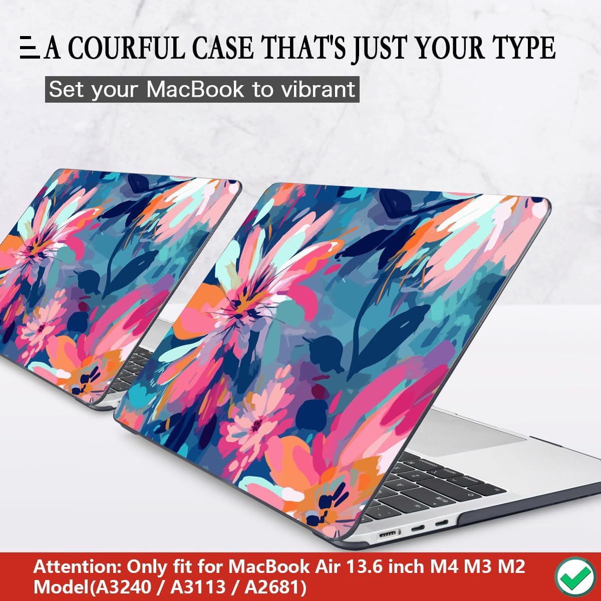 CISSOOK Compatible with MacBook Air 13.6 inch Case 2025 2024 2023 2022 Release M4 M3 M2 Chip A3240 A3113 A2681, Plastic Hard Shell Case &Keyboard Cover& Screen Protector, Muti-Color Painting