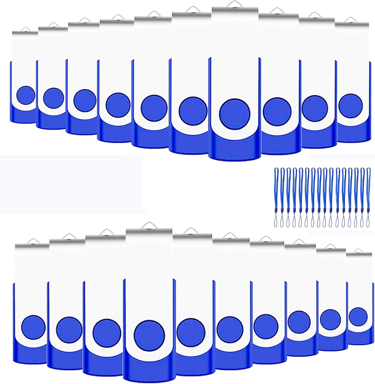 EASTBULL 2GB Flash Drive 100 Bulk USB 2.0 Fast Speed Flash Drives Pack Swivel USB Drives Pack (Blue, 100 Pack)