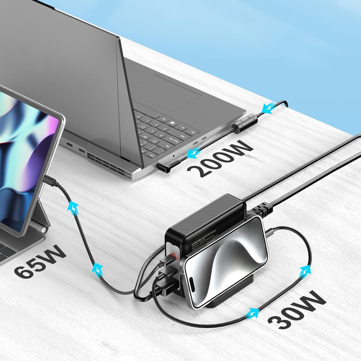 ASUS 330W GaN Gaming Laptop Charger with 55/25mm Cable, PD 3.0 (20V/16.5A) 3-Port Fast Charging Adapter Compatible with FX50/FX53/ZX50/K550/N550/A550/N551/FX63 for ASUS TUF Gaming & ROG Strix Laptops