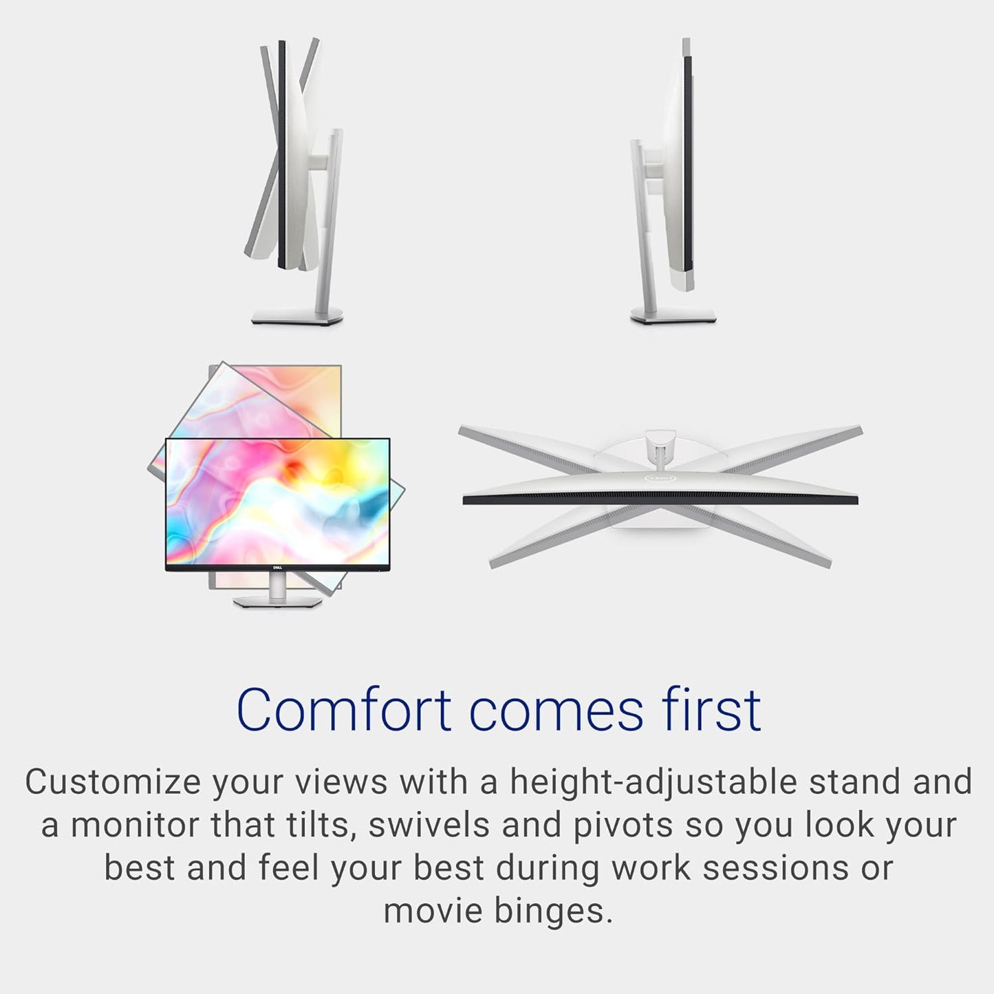 Dell S2722DC Monitor - 27-inch WQHD (2560x1440) 75Hz 4Ms Display, AMD FreeSync, Built in Speaker, USB Type-C Connectivity, Height/Pivot/Swivel/Tilt Adjust - Platinum Silver