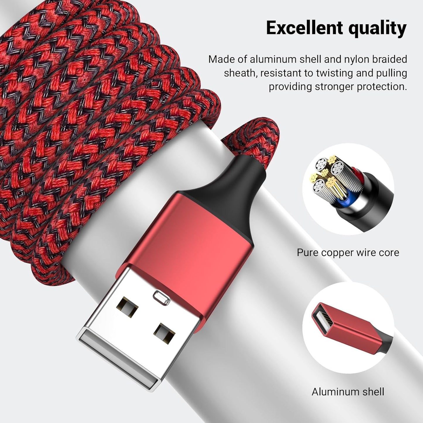 6.6FT USB Splitter 3 in 1 Out, A Male to 3 Female Extension Y Cable Support Charging and Data Transfer for TV/PC/Laptop/Keyboard/ PS4/5/ Flash Drive/LED Etc.(Red)