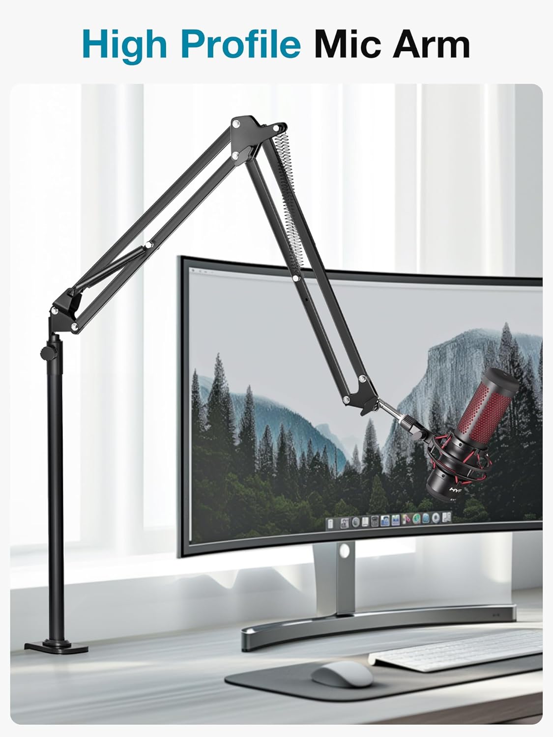 InnoGear Desk Mic Stand, 360° Rotatable Overhead Mic Boom Arm Microphone Stands High Riser for Blue Yeti Snowball HyperX QuadCast SoloCast Fifine Shure SM7B and Other Mics
