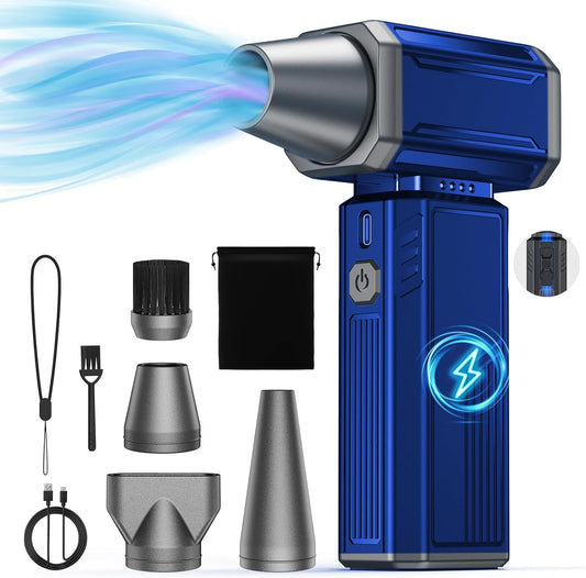 Compressed Air Duster,130000RPM Electric Duster,Stepless Speed Mini Air Blower,Replace Canned Air Duster,Cordless Rechargeable Jet Fan Blower for Keyboard Computer Car Cleaning Dry-Blue