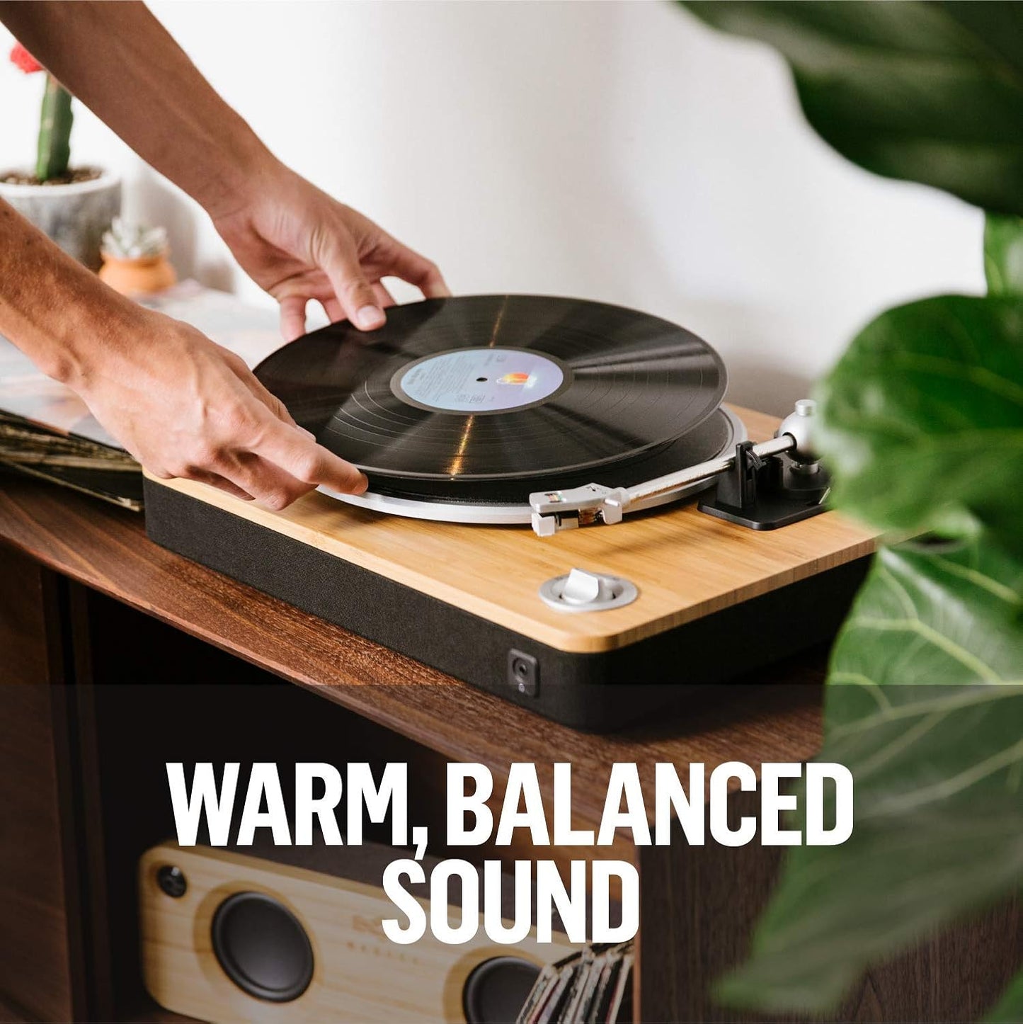 House of Marley Stir It Up Turntable, Vinyl Record Player with 2 Speed Belt Drive for 33/45 RPM, Built in Pre-Amp, Headphone Jack and Made from Sustainable Materials. for Wired Speakers Only