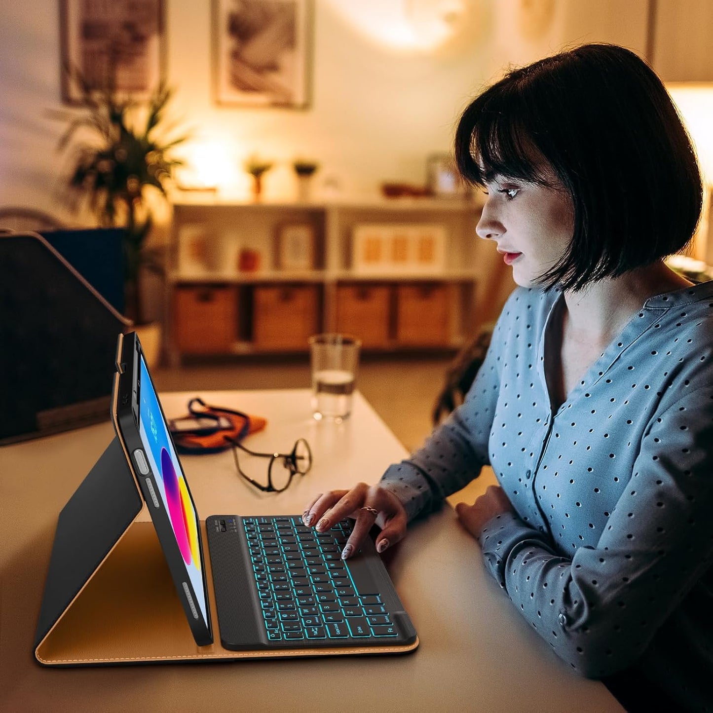 DTTO for iPad 11th (A16,2025)/ 10th Generation (10.9",2022) Case with Keyboard, 7 Colors Backlit Wireless Detachable Keyboard Premium Leather Folio Cover with Pencil Holder & Pocket, Black