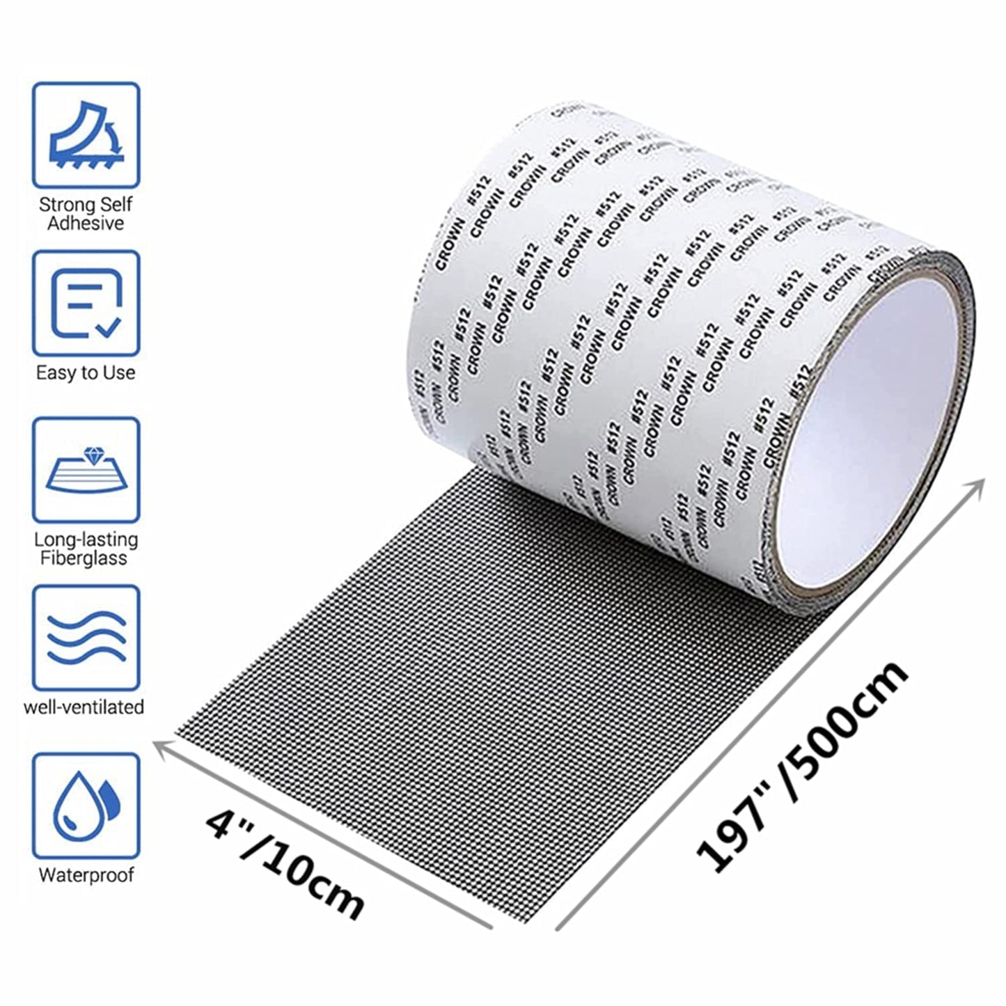 Extra Wide 4” X 197” (16.5FT) Window Screen Repair Tape Kit, Strong Adhesive Fiberglass Covering Mesh Repair Patch Tape for Window Door Tears Holes