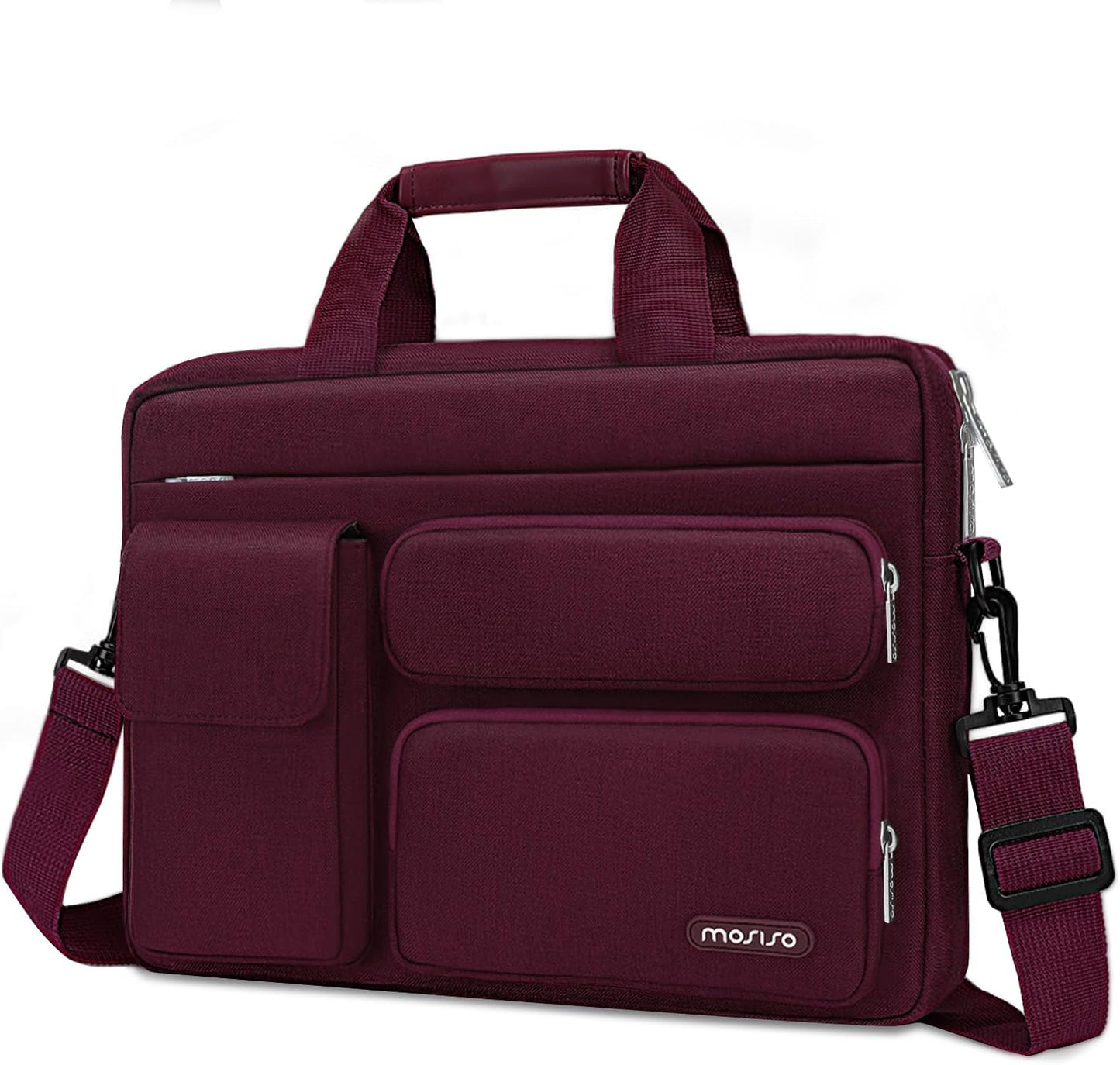 MOSISO Laptop Shoulder Bag, Computer Bag with 2 Raised&1 Flapover&1 Horizontal Pocket&Handle&Belt