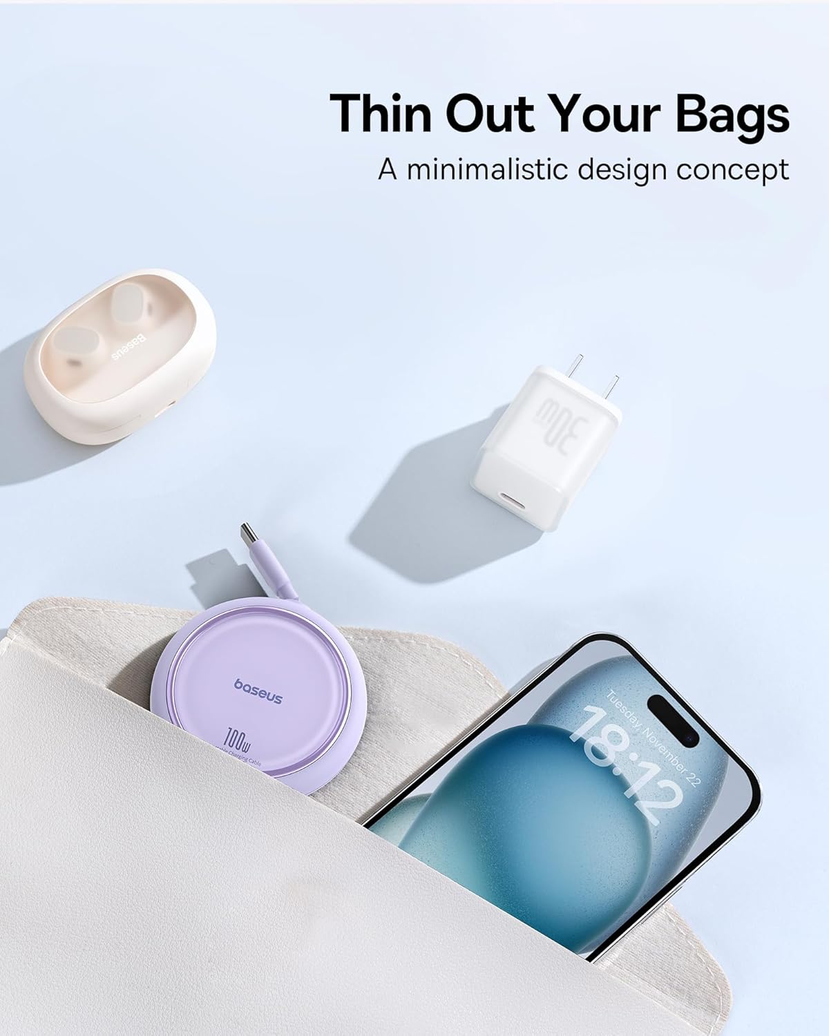 Baseus USB C to USB C Cable, 100W Retractable USB C 5A Fast Charging Cable, 4-Stage Length Preset USB Type C Charger Cord for iPhone 16 15 Pro Plus Pro Max, MacBook, iPad, Samsung S24/S23+ (3.3ft)