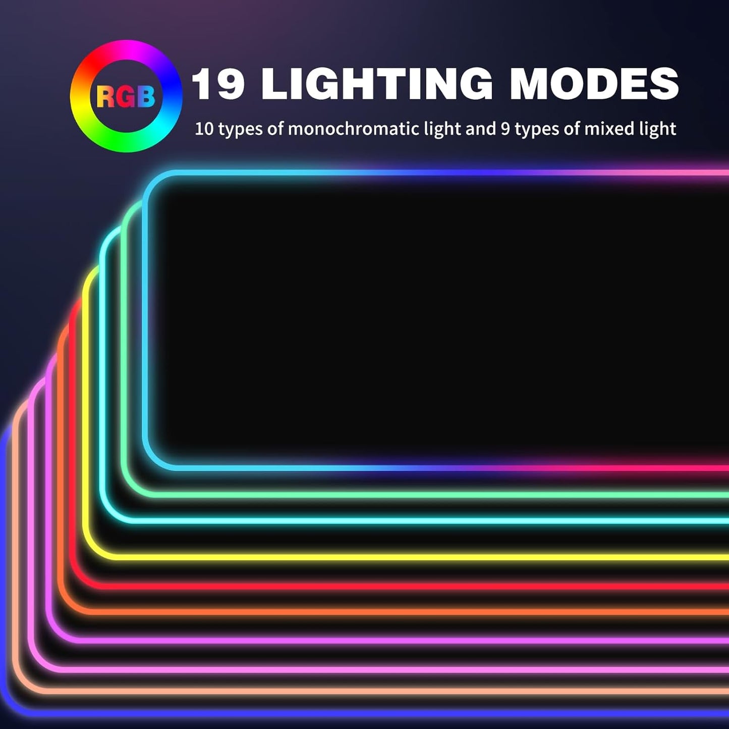 Galdas Gaming Mouse Pad XXL XL Large Long Extended Big Mousepad Non-Slip Rubber Keyboard Mouse Pad with Stitched Edges for Laptop Home Office (31.5x11.8x0.08 Inch) … (RGB Black)