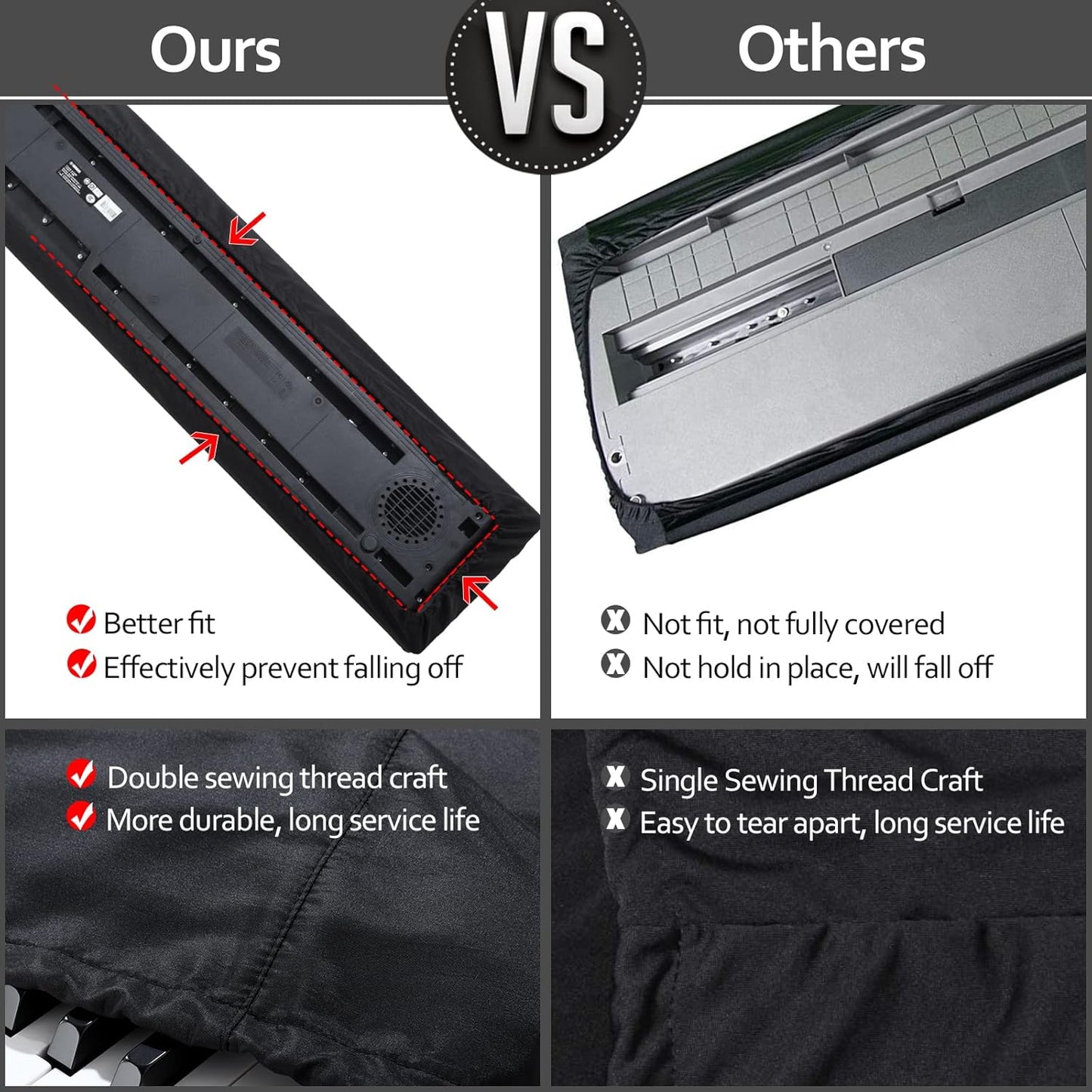 88 Keys Electric Piano Keyboard Dust Cover, Adjustable Electric Piano Keyboard Covers for Digital Electric Pianos, Full Cover Elastic Lock Music keyboard Protector Cover