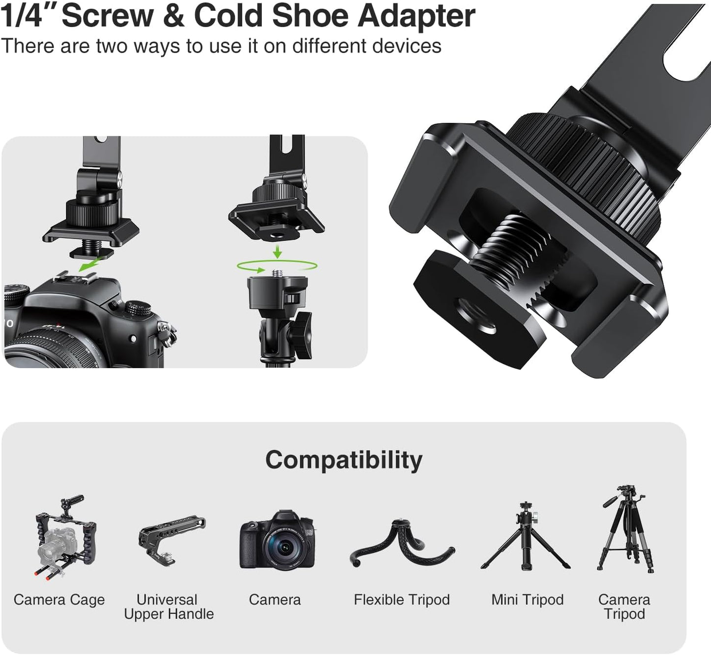 elitehood Aluminum Tripod Phone Mount Adapter for DJI RS 4 Mini, Magnetic Smartphone Tripod Mount with Arca-Standard & Hot Shoe Plate for Camera, Cold Shoe Phone Mount Fit iPhone 16 15 14 Series