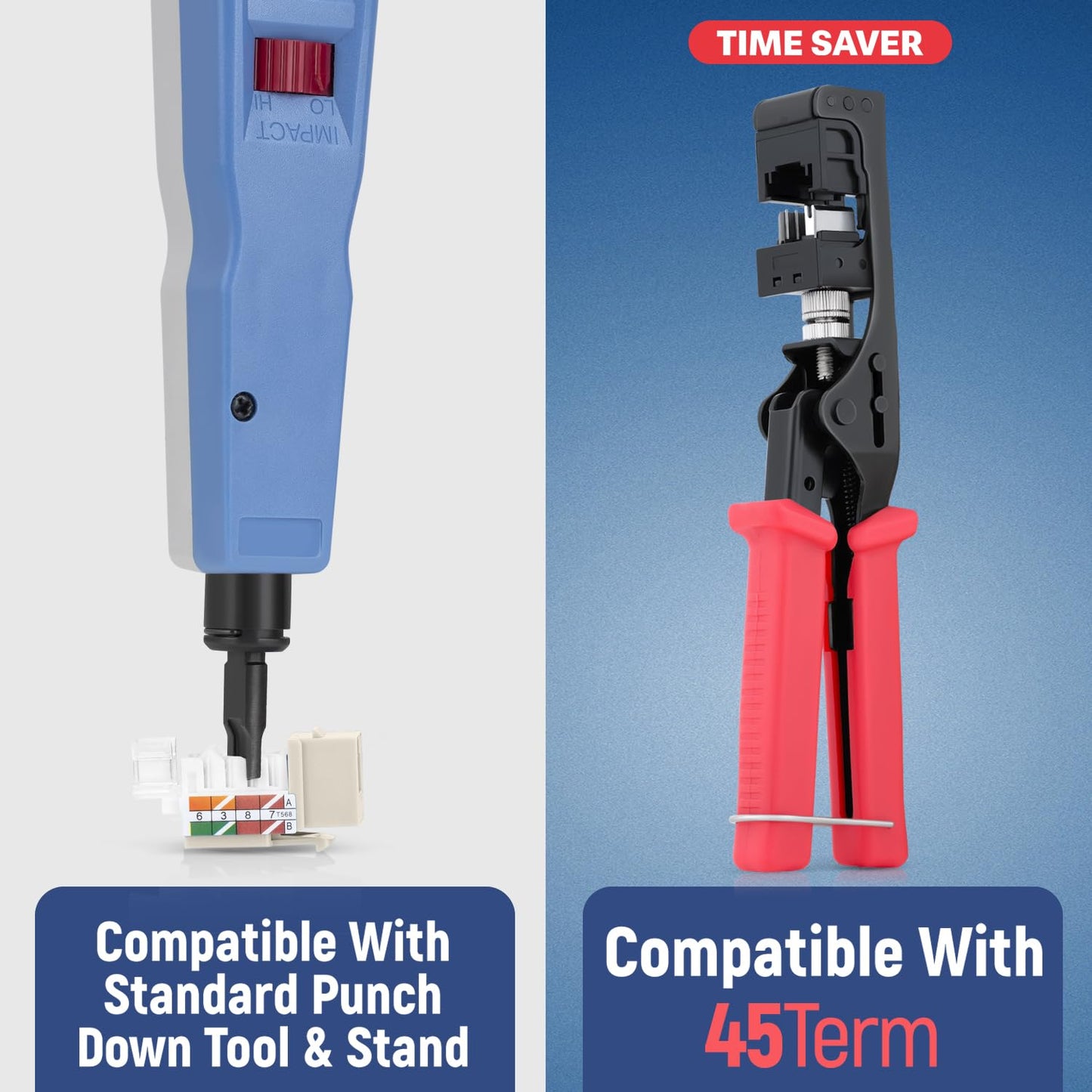 Everest 45° Angled RJ45 Cat5e Keystone Jacks 10-Pack in Light Almond - Slim Profile Female RJ45 Connectors - Cat 5e Keystone Jack - Compatible with 45° Angled Speed Termination Tool - 45Term