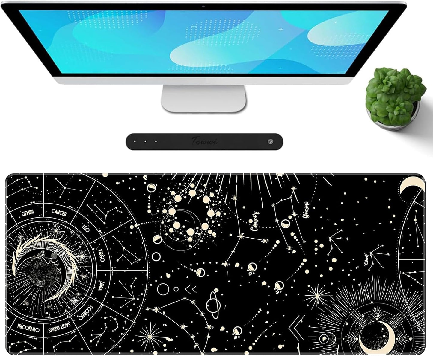 Galdas Gaming Mouse Pad XXL XL Large Long Extended Big Mousepad Non-Slip Rubber Keyboard Desk Pad with Stitched Edges for Laptop Home Office (31.5x11.8x0.08 Inch) … (Black Moon)