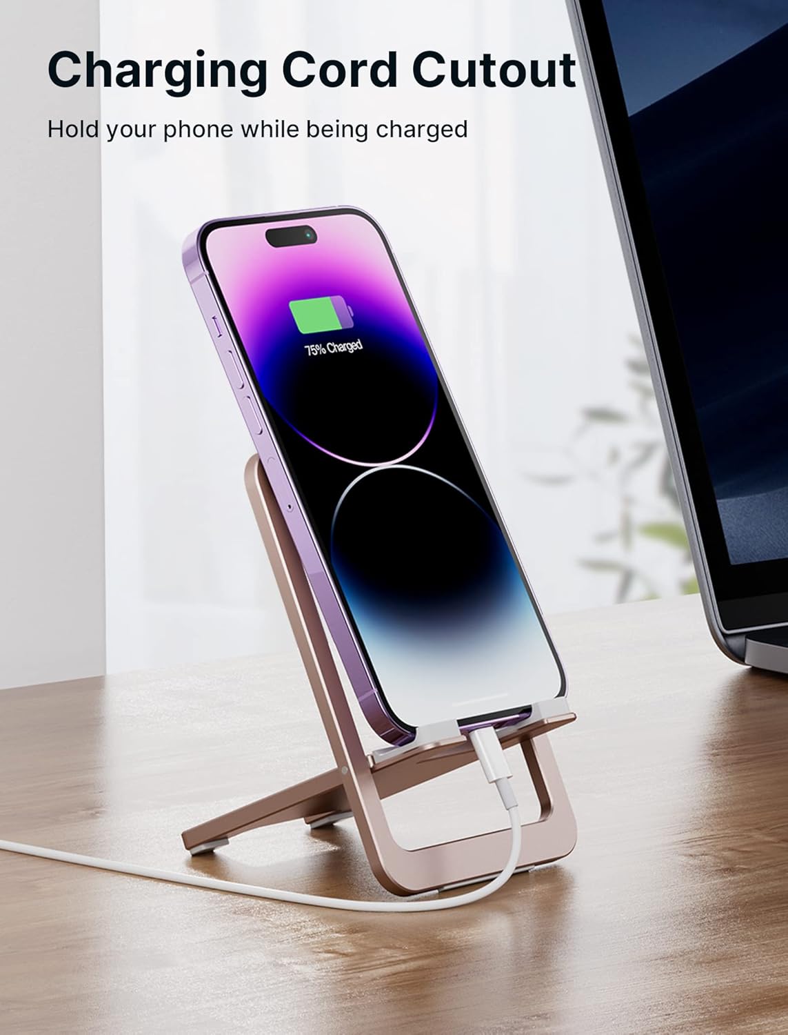 JSAUX Cell Phone Stand, Foldable Aluminum Adjustable Phone Holder for Desk Portable Travel Holder Office Desk Accessories Compatible with iPhone 15 14 13 12 11 Pro Max X Samsung S24 S23 -Pink