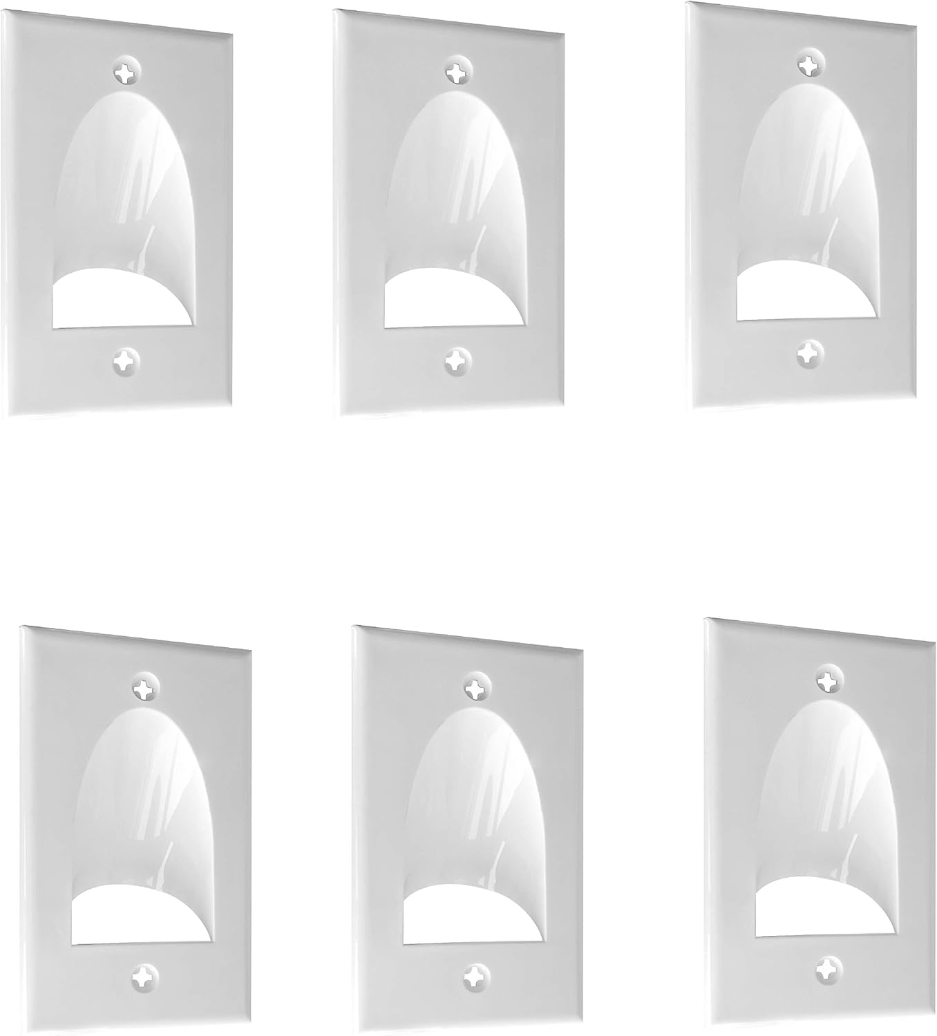 BestMounts - 6 Pack Inner Nose Behind Wall Cable Management TV Cord Hider for Wall Mounted TV - Single Gang Low Voltage Recessed Wall Plates Cable Pass Through for Wires, HDTV, HDMI (White)