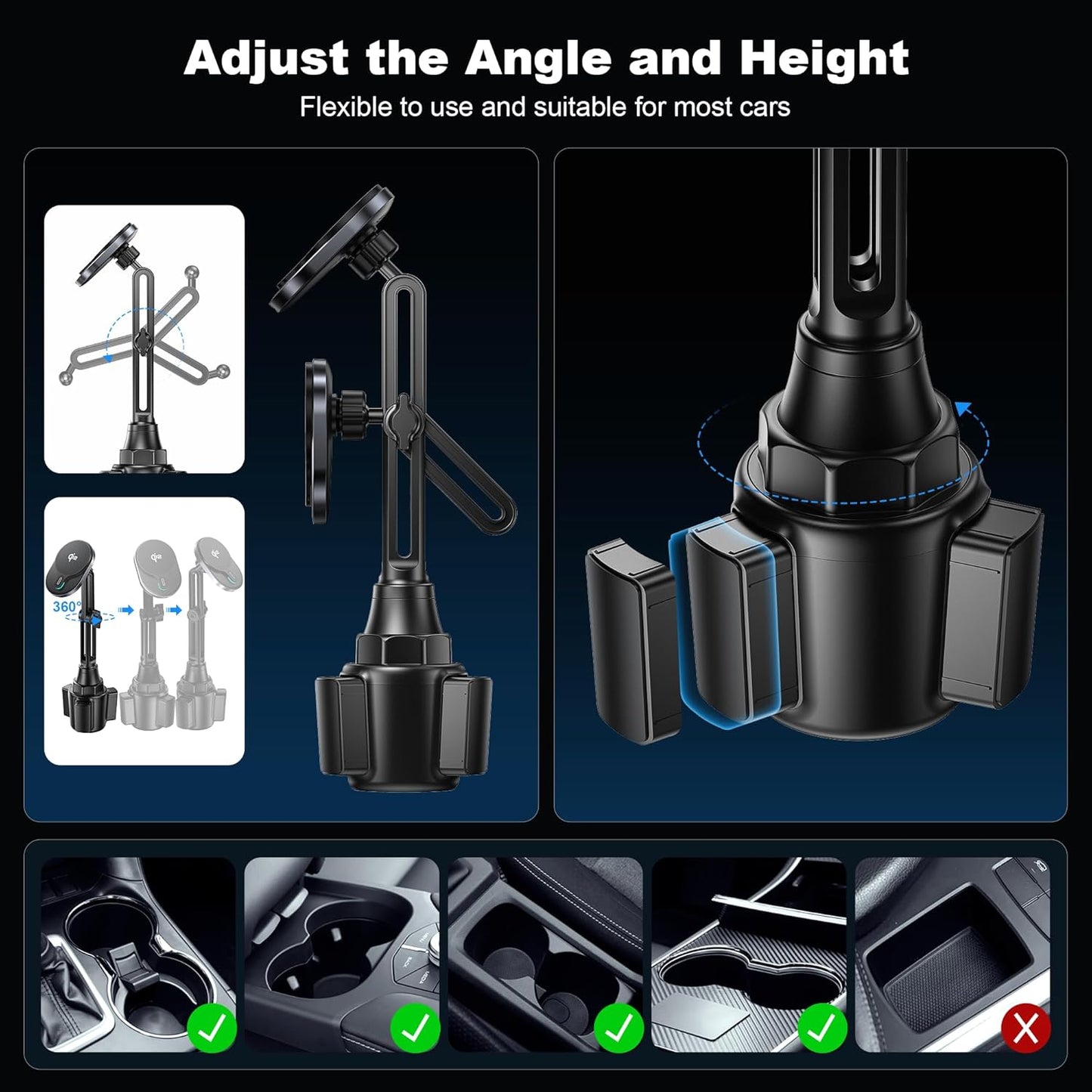 for Qi2 15W Wireless MagSafe Car Mount Charger Cup Phone Holder,15W Fast Charging Charger Phone Holder Mount for iPhone 16/15/14/13/12, Galaxy S25, Fast Charging for Magnetic iPhone Car Accessories