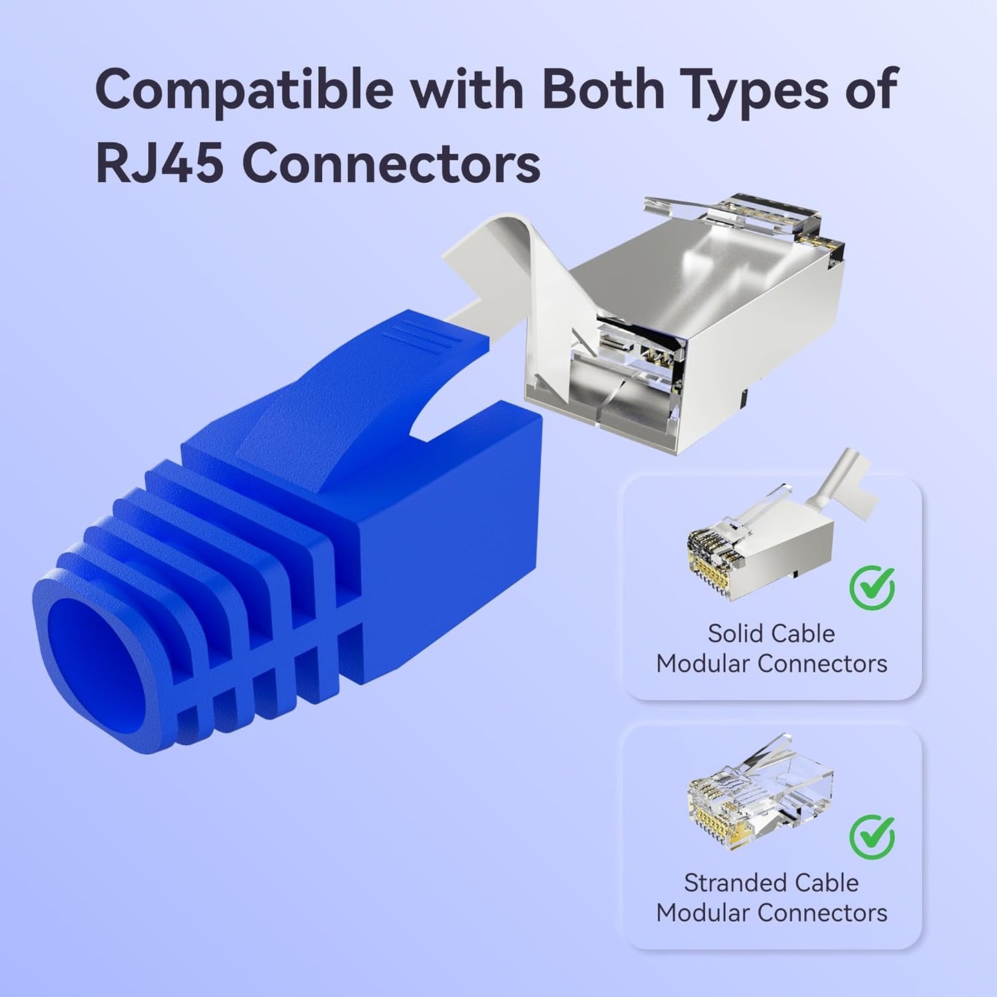 CableGeeker 100-Pack Cat6 / Cat5e RJ45 Strain Relief Boots, RJ45 Boot, Cat 6 Boot, Cat6 Ethernet Boots, Suitable for 6.5mm(0.26in) Ethernet Cables (Square-Press Transparent)