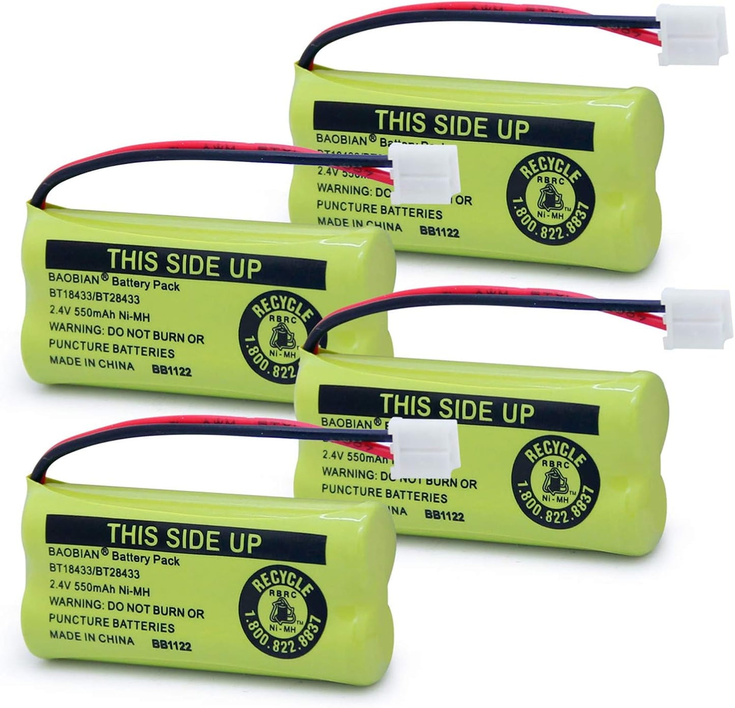 BT18433/BT28433 BT184342 BT284342 BT1011 BT-1011 Cordless Phone Battery CL80109 CS6209 TL90078 BT-8300 BATT-6010 CS6219 CS6229 BT-1018 BT-1022 (4Pack)