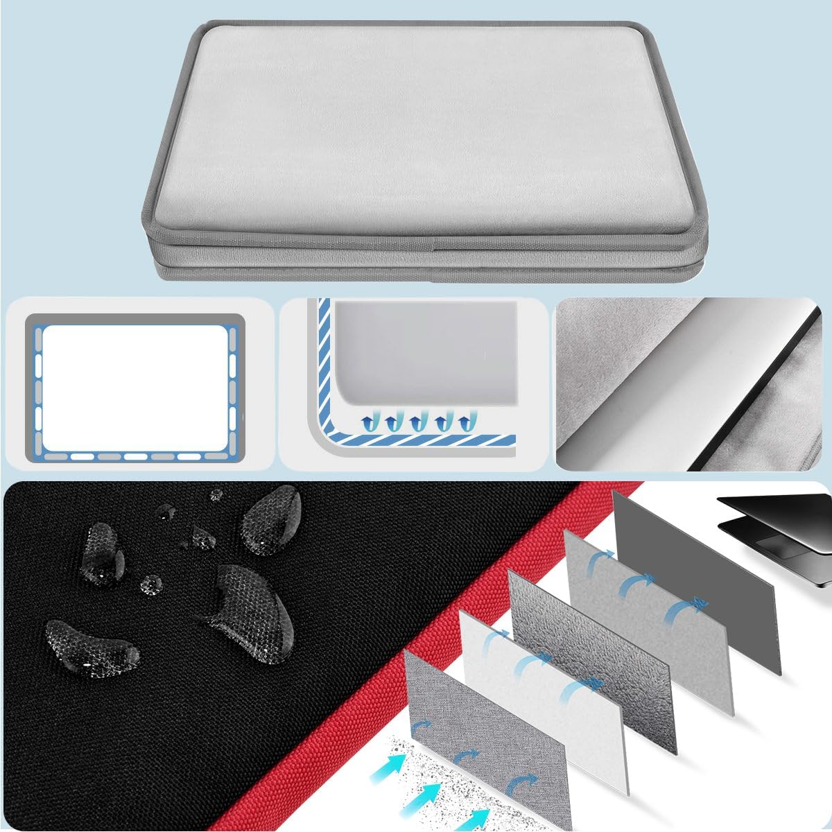 Universal Laptop Shoulder Bag 13-17.3 Inch Shockproof Briefcase with Multi-Pockets & Adjustable Strap for MacBook Pro/Air