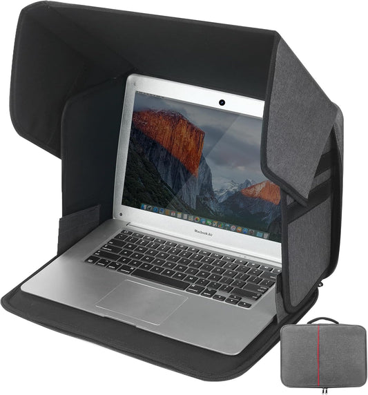 Laptop Sun Shade & Privacy Shield – Premium Physical Filter for 12-14" Laptops, Overheating, Adjustable and Foldable for Outdoor Work