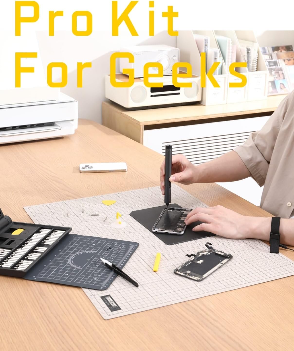 Fanttik Electric Screwdriver Kit, Precision Screwdriver Set, 64 Magnetic Bits, 12 Types Fix Tools, 0.05/0.2 N.m, Repair Tool for Phone Laptop Watch Electronics - E1 NEX Workstation