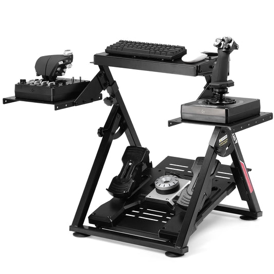 GTPLAYER Flight Racing Simulation Stand Foldable Gaming Stand Compatible with Logitech/Thrustmaster/PXN Gaming Devices Adjustable Stable Simulator Cockpit Stand, Electronic Device Not Included, Black